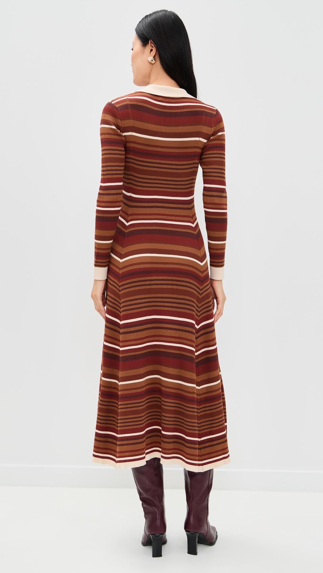 brown and red striped sweater dress Vintage Brown Striped Maxi Sweater Dresses For Women Z81044 main image 0