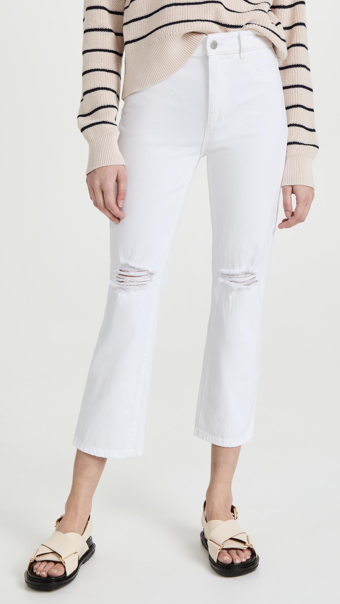 Dl 1961 Patti Straight High Rise Ankle Jeans in White | Lyst