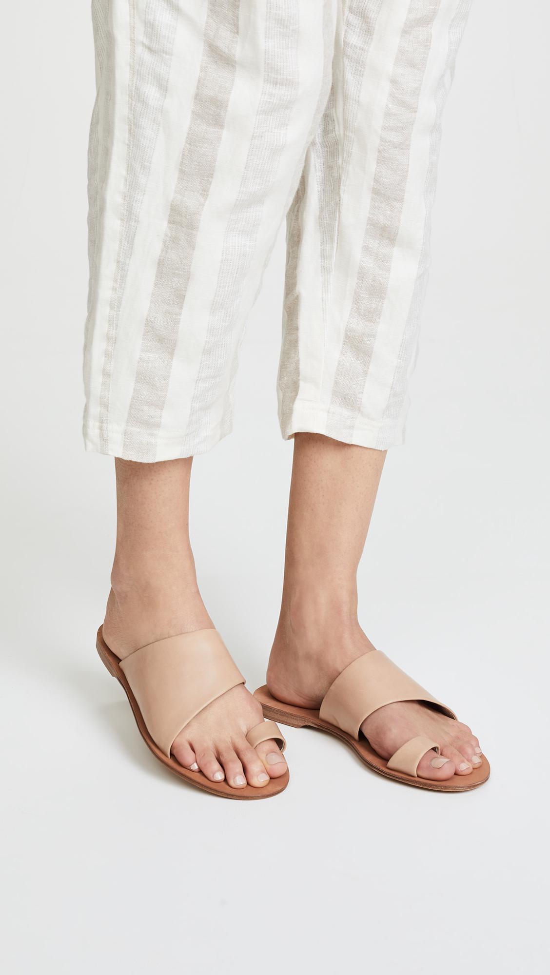 Diane von Furstenberg Brittany Flat Leather Slide Sandals | Lyst