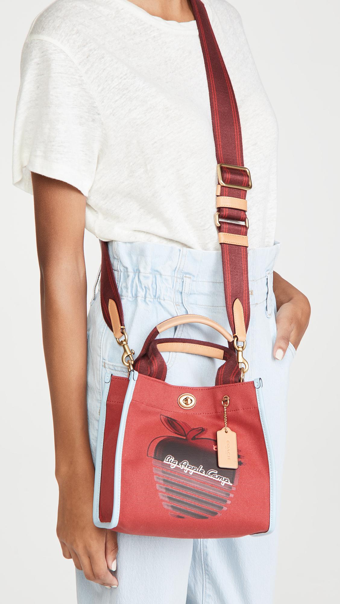 COACH Canvas Apple Shadow Small Tote in Red Lyst