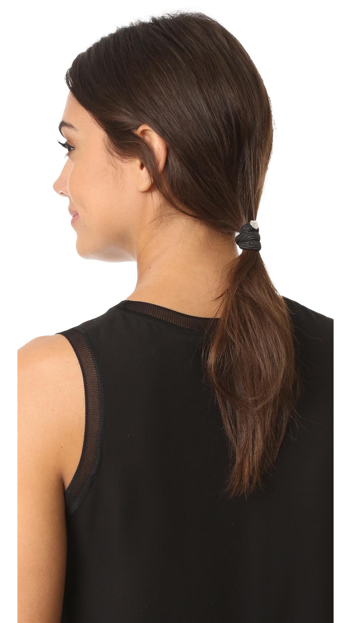 Marc Jacobs Logo Disc Ponytail Holder In Black Lyst