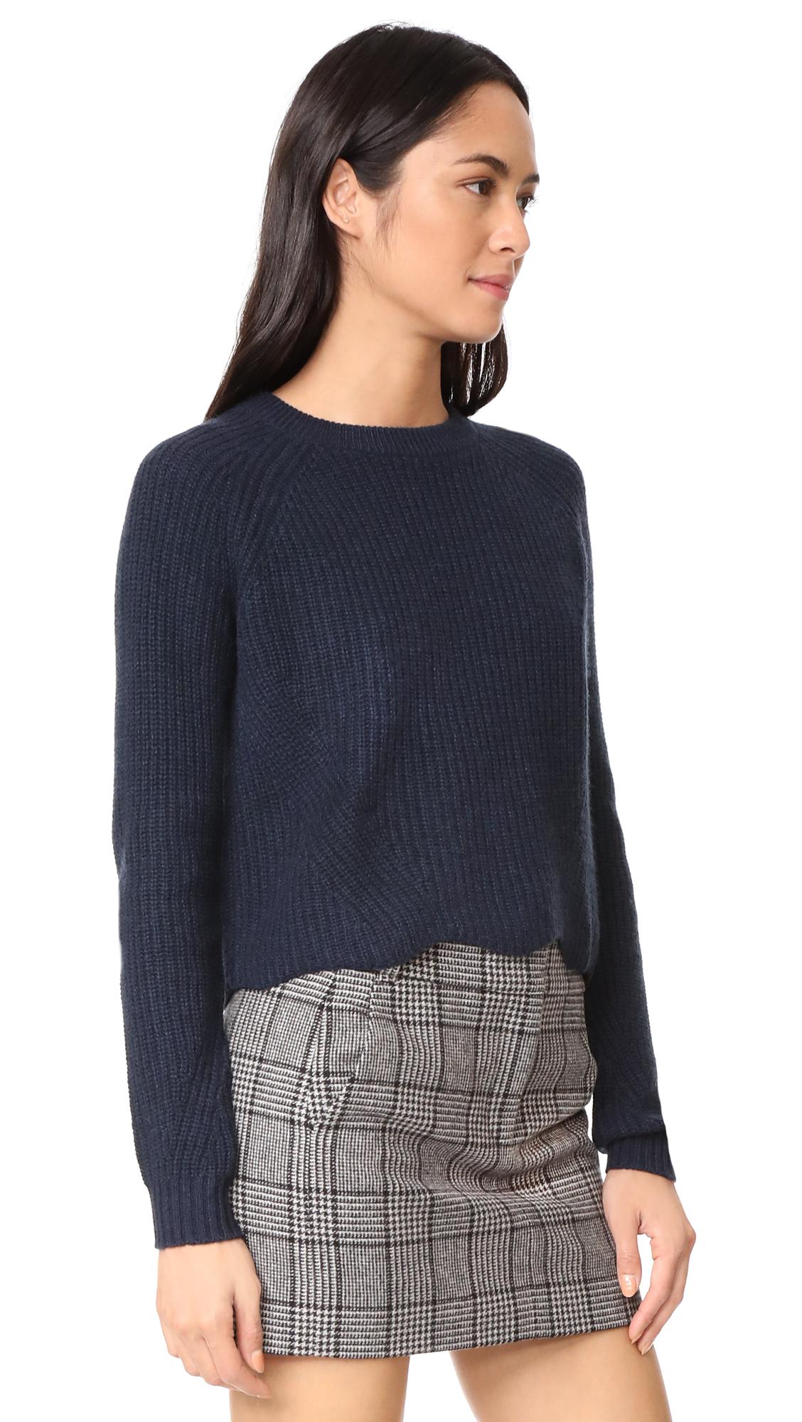 Autumn Cashmere Scalloped Cashmere Shaker Sweater in Navy (Blue) - Lyst