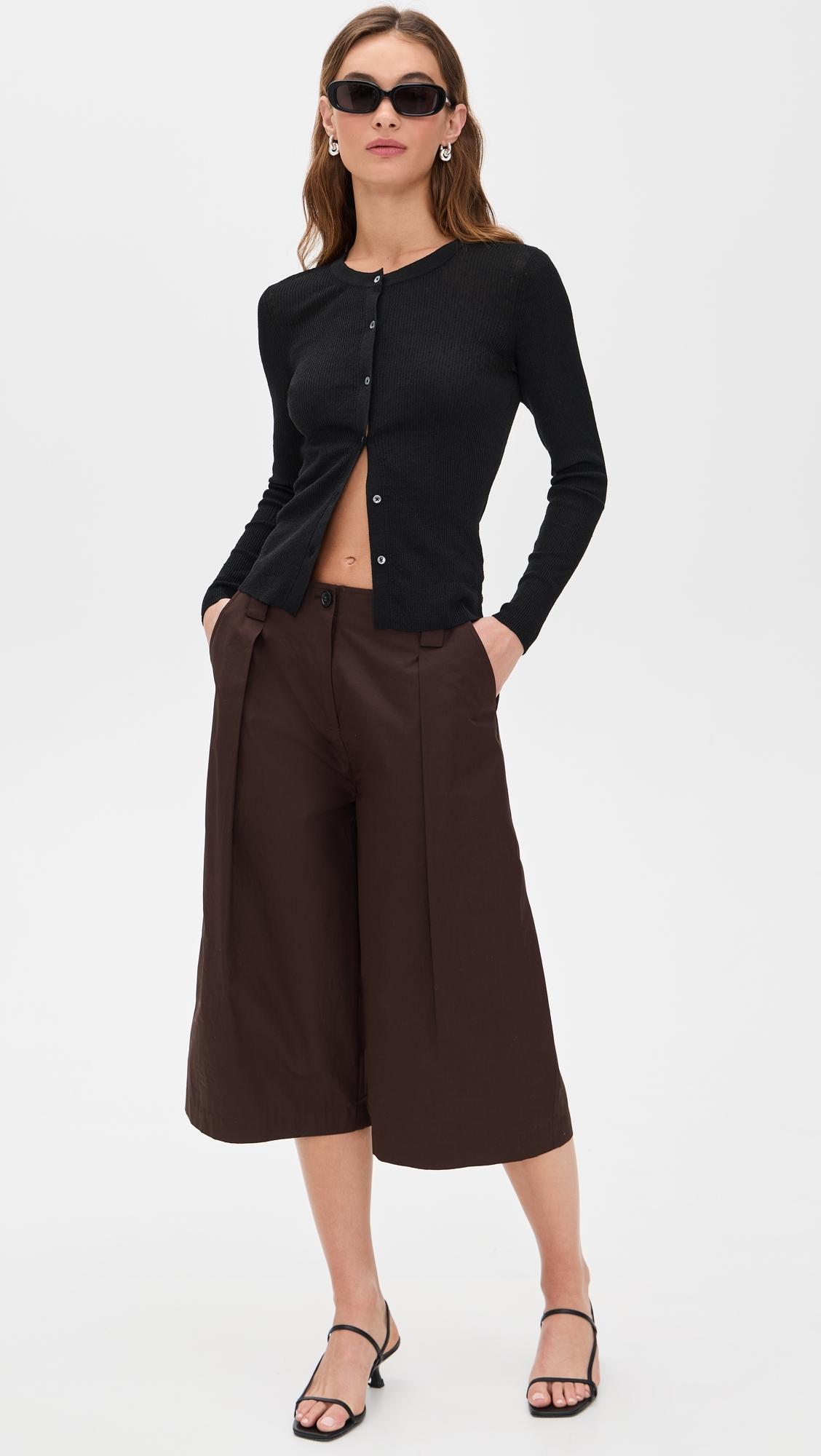 james perse ribbed cardigan dress James Perse Stretch Linen Ribbed Cardigan in Black