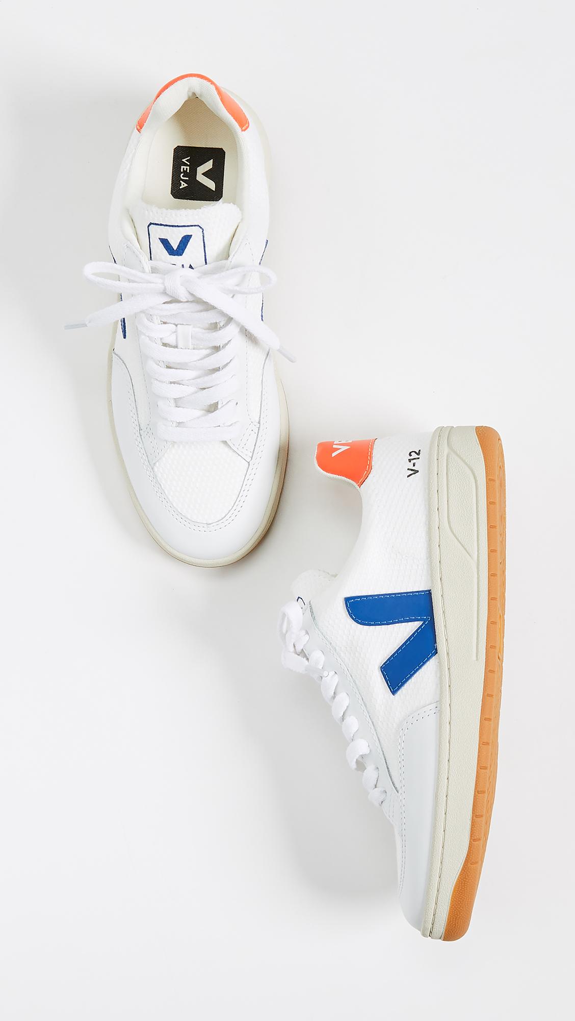 Veja V-12 Lace Up Sneakers in White | Lyst