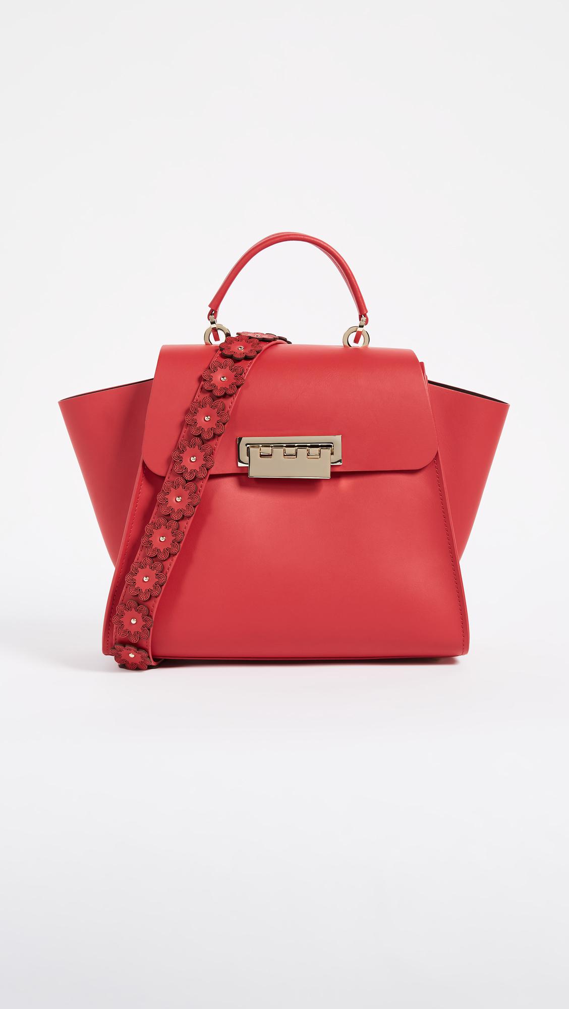 Zac Zac Posen Leather Eartha Iconic Top Handle Bag With Floral Strap in
