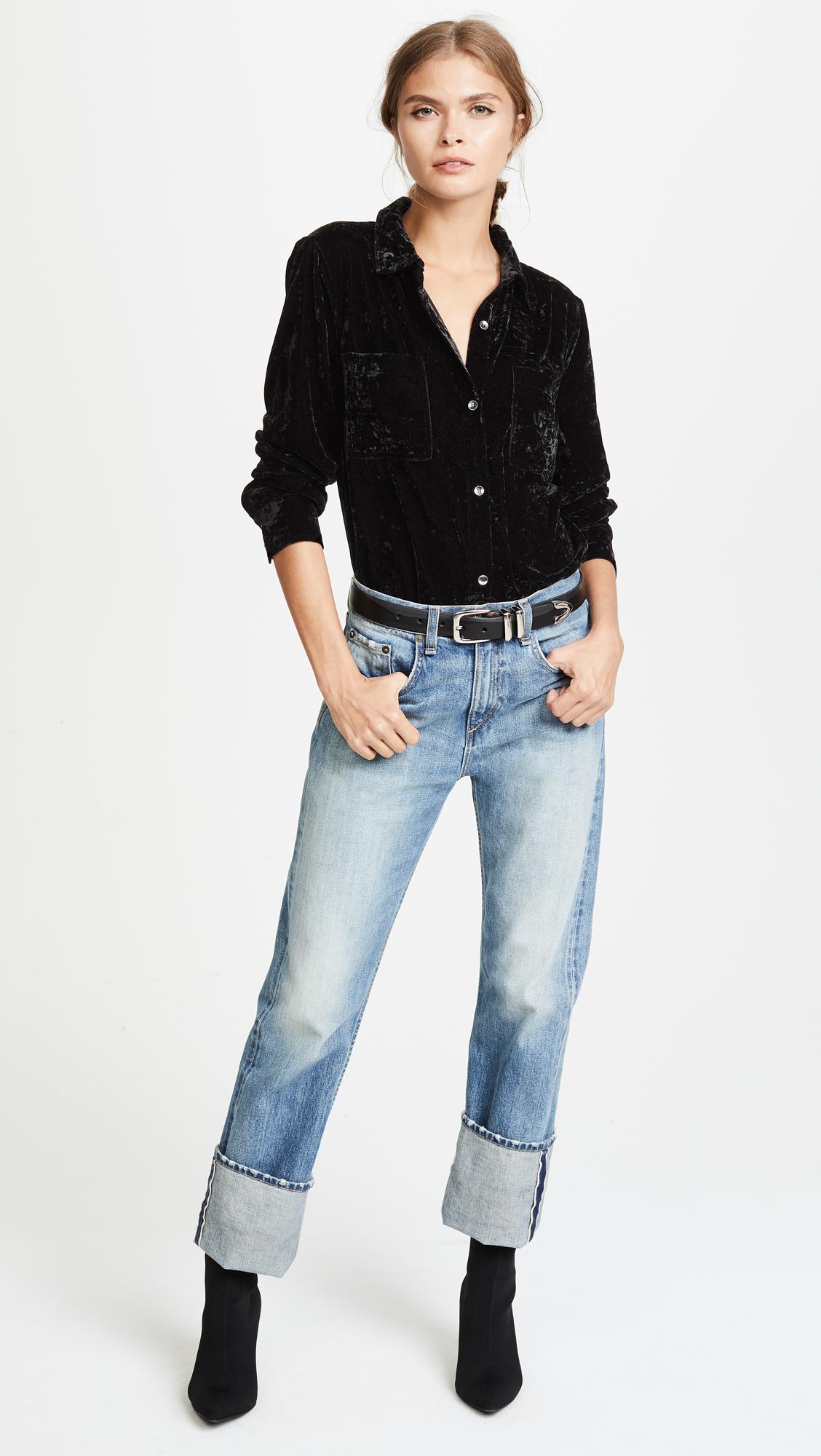 Splendid Crushed Velvet Button Down 