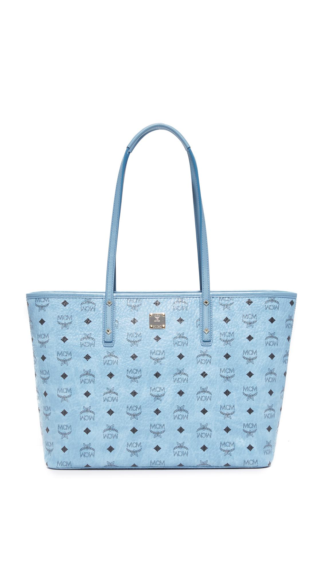 blue mcm tote
