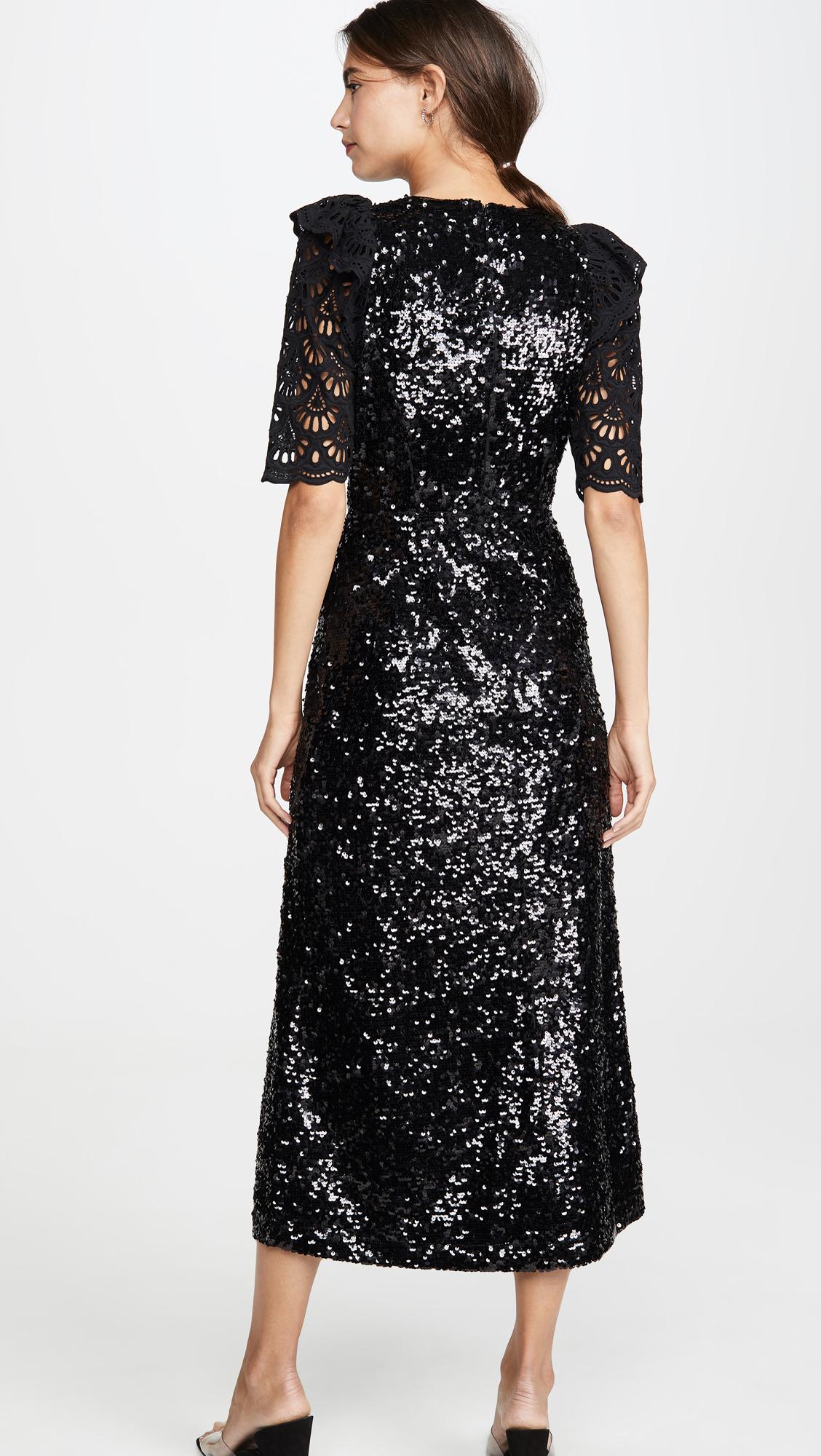black sequin short sleeve dress