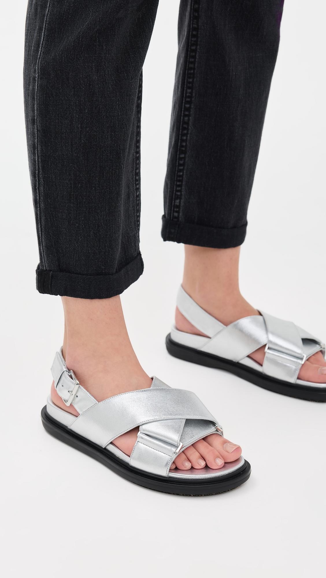 Marni Fb Crisscross Sandals in Black | Lyst