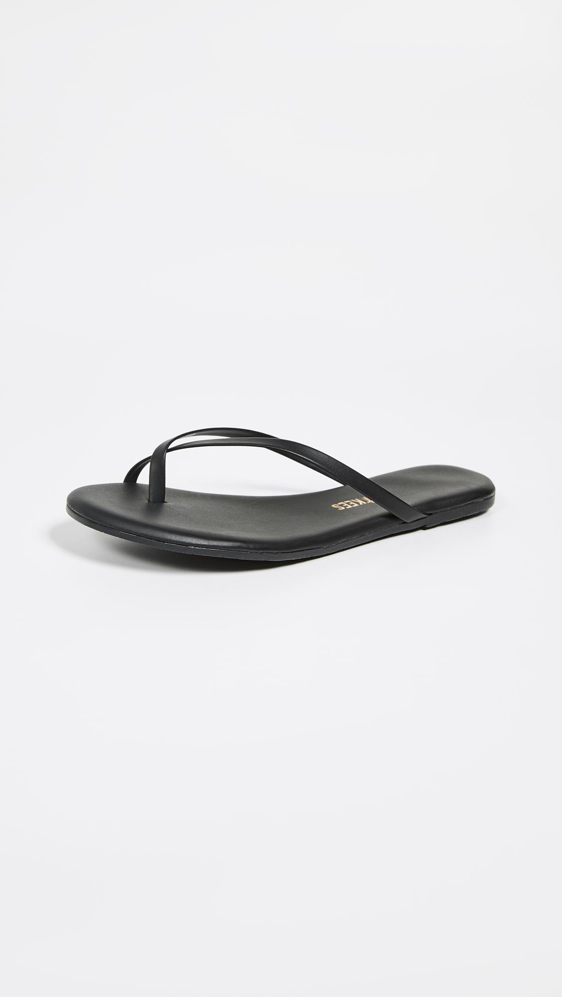 TKEES Leather Riley Flip Flops in Black - Lyst