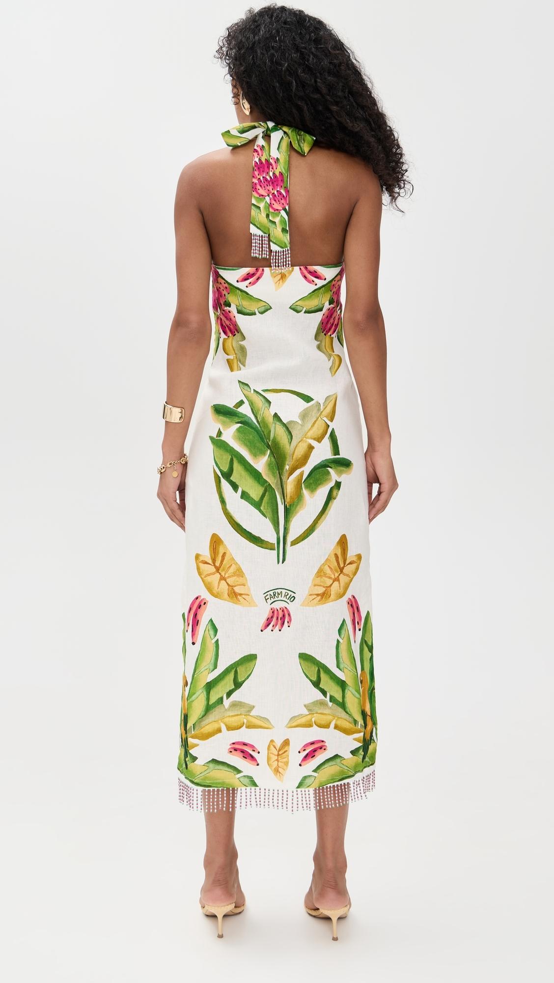 FARM Rio Summer Foliage Scarf Midi Dress | Lyst FARM Rio Summer Foliage Scarf Midi Dress | Lyst