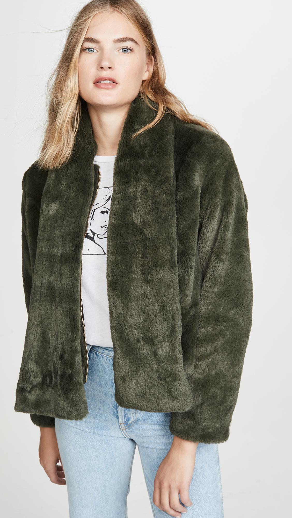 N12H Faux Fur Bomber Jacket in Olive Green (Green) Lyst