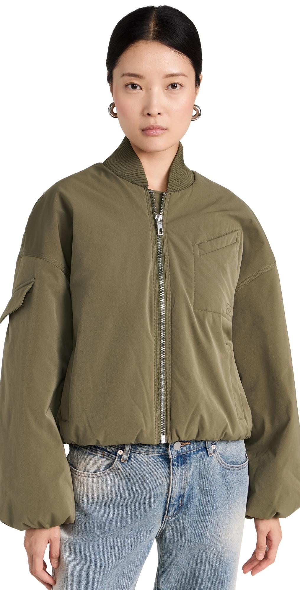 Ganni Light Twill Oversized Short Bomber Jacket | Lyst
