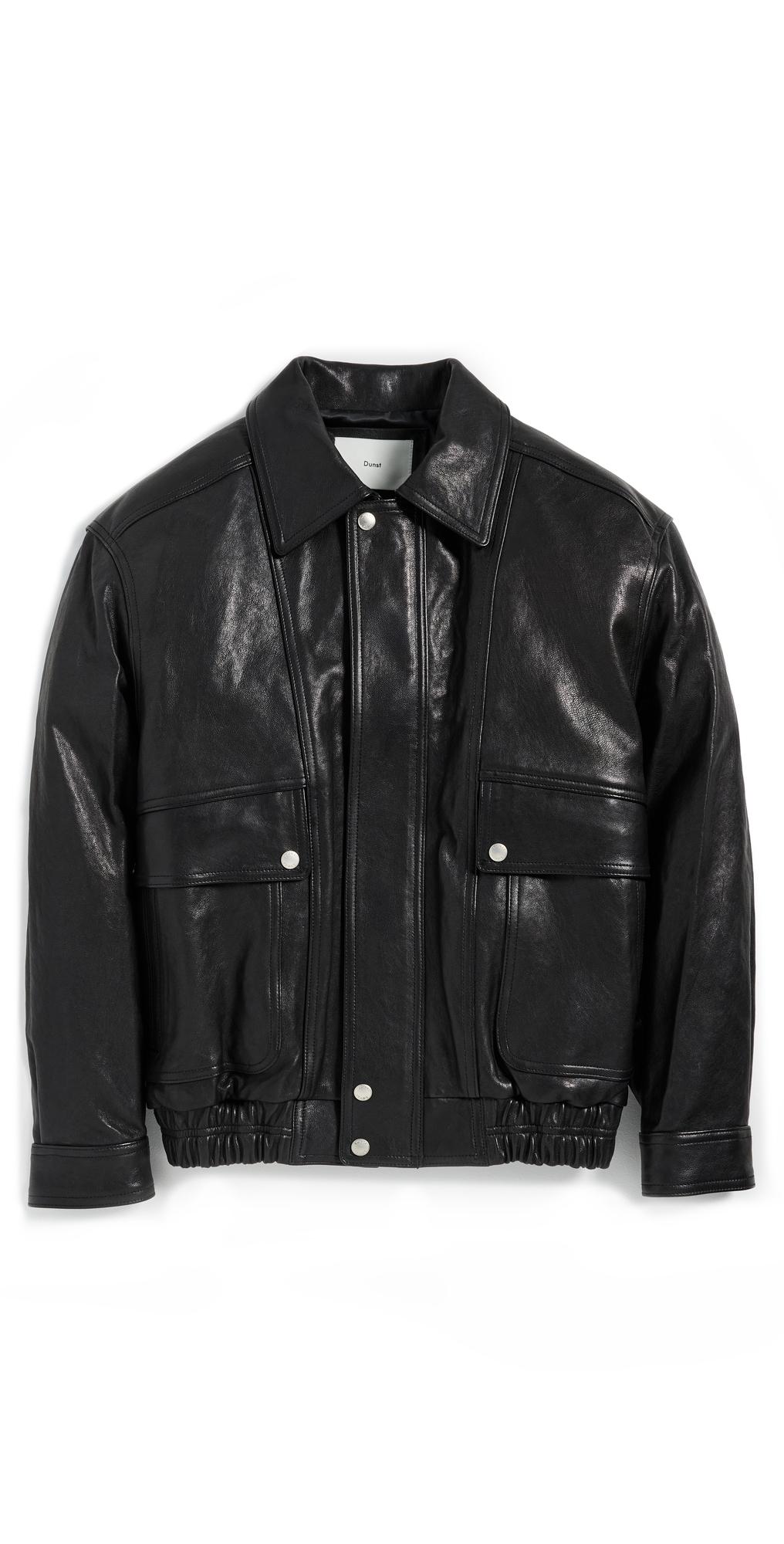 DUNST Oversized Vintage Leather Blouson Jacket in Black | Lyst