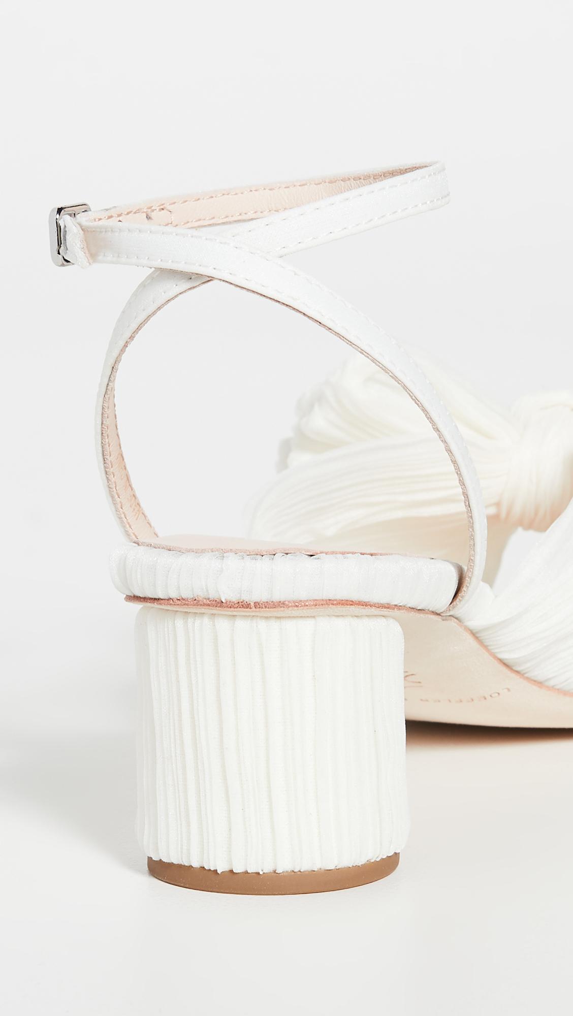 dahlia bow mule with ankle strap pearl