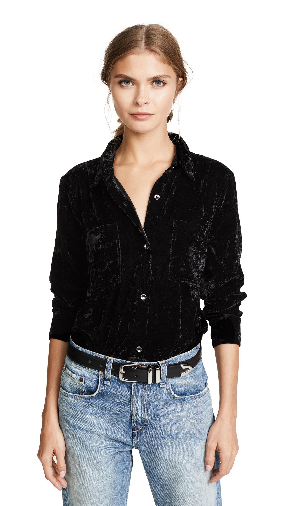 Splendid Crushed Velvet Button Down 