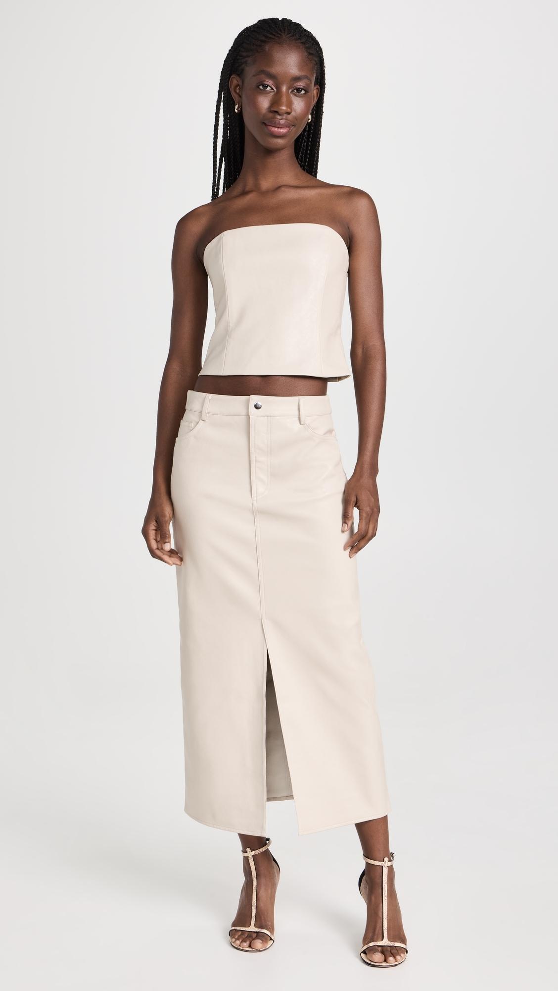 White midi cheap skirt pockets