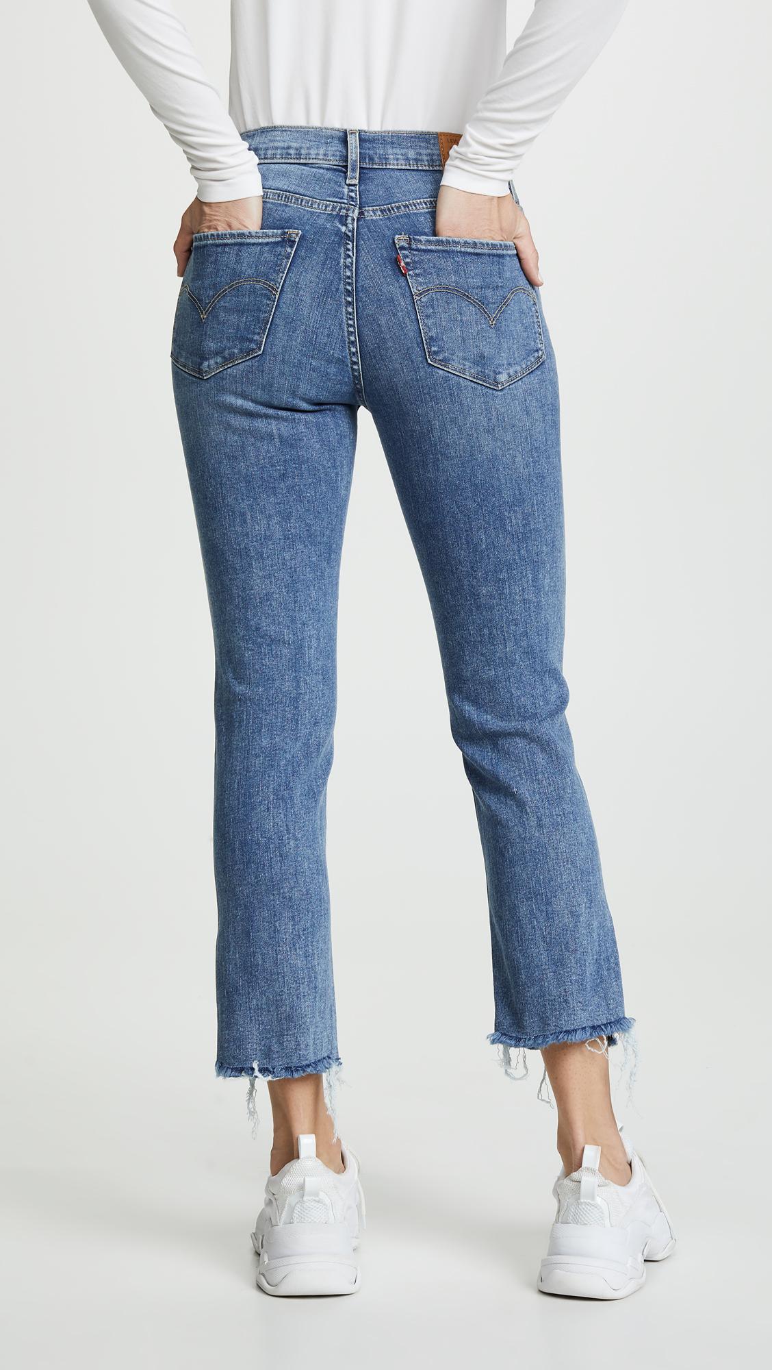 Levi's Denim 724 High Rise Straight Crop Jeans in Blue - Lyst