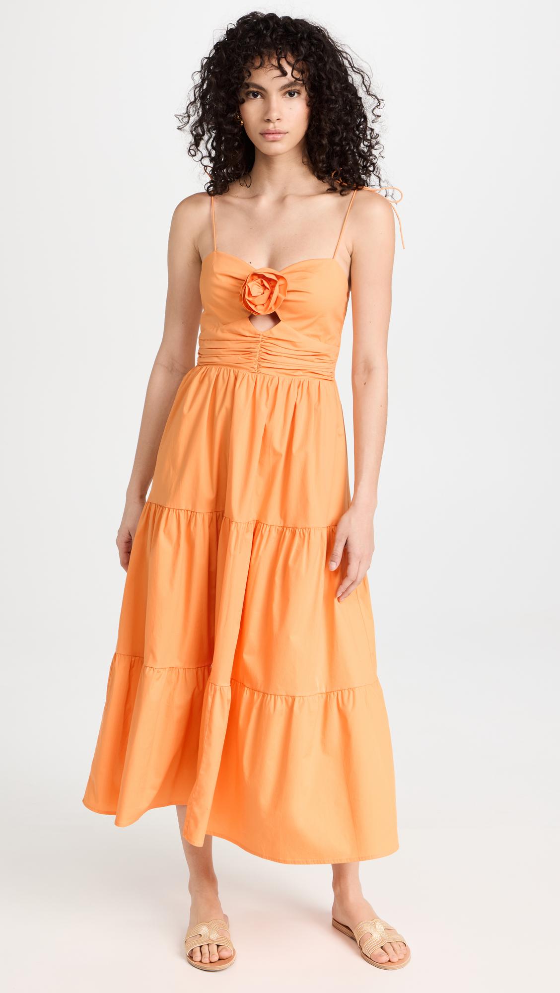 Wayf Victoria Tiered Dress in Orange | Lyst
