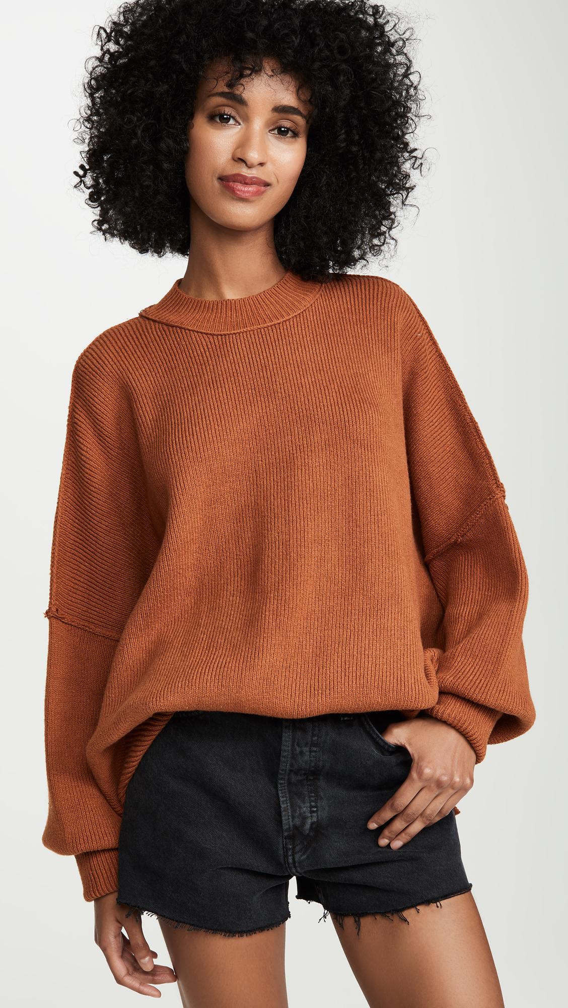 Free People Easy Street Tunic Sweater in Brown - Lyst