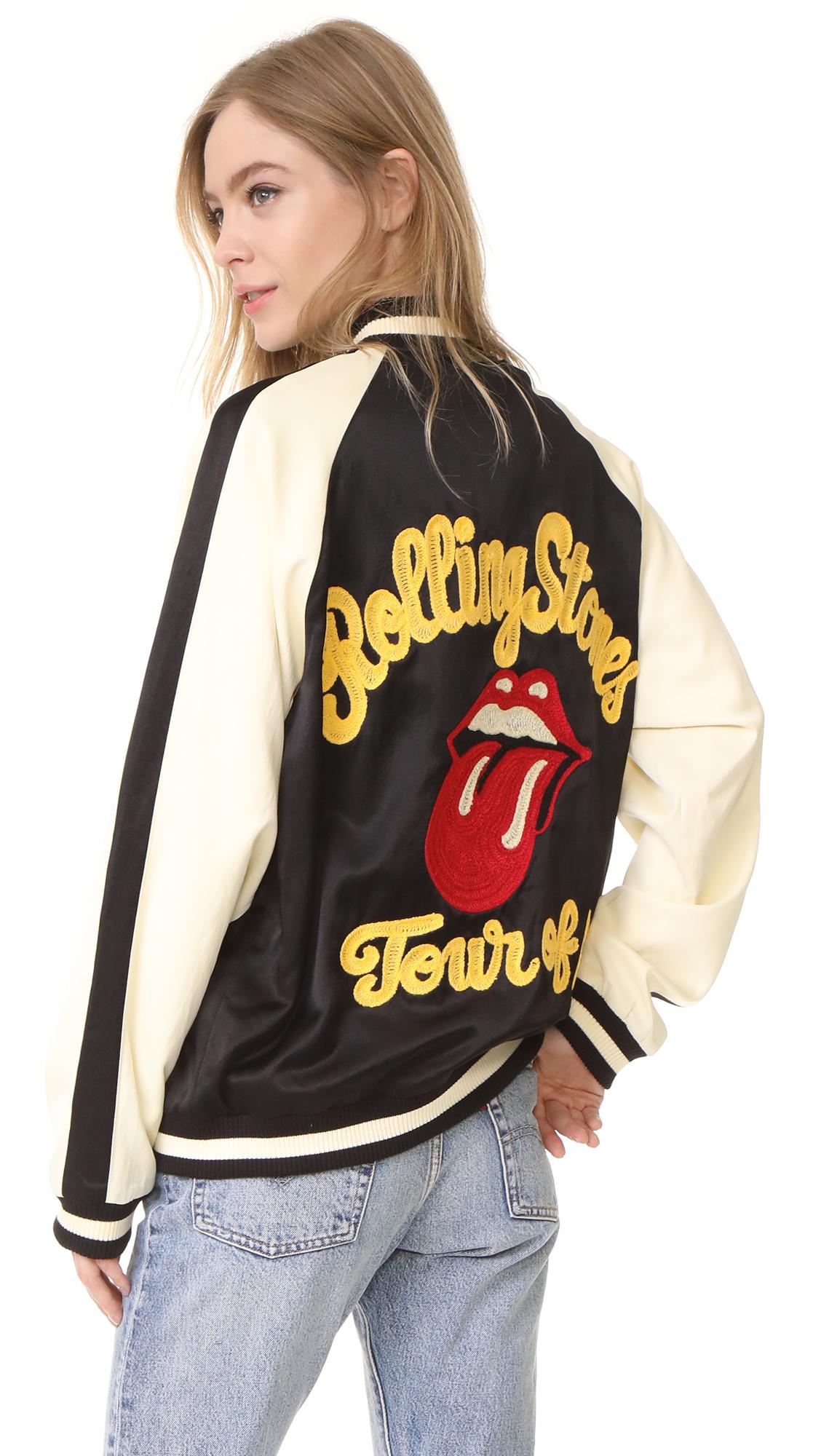 MadeWorn Rolling Stones Bomber Jacket in Black | Lyst