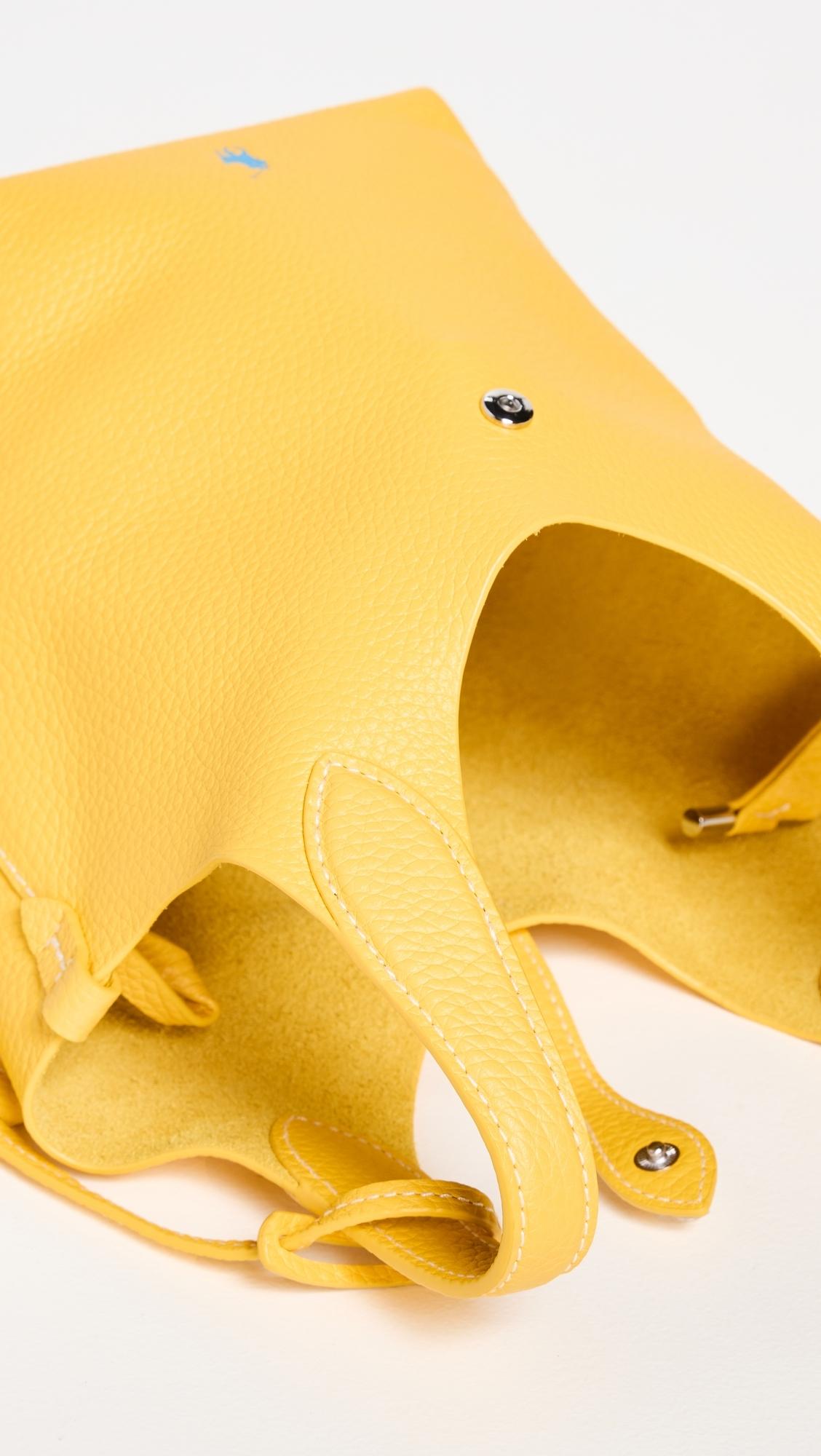 Polo Ralph Lauren Shiny Drum Pebble Crossbody Bag in Yellow
