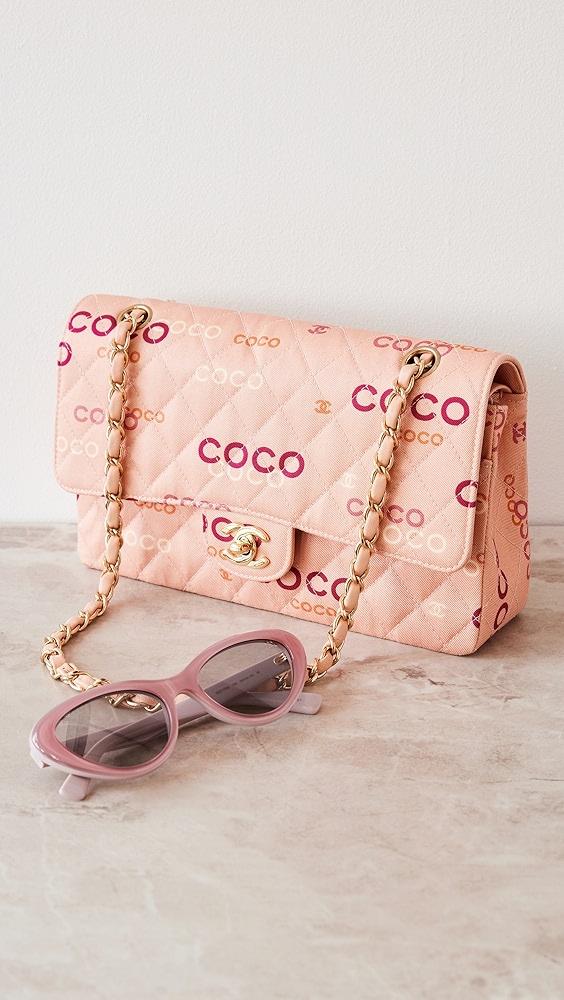 What Goes Around Comes Around Chanel Pink Canvas Coco Print Double Flap 10  Bag