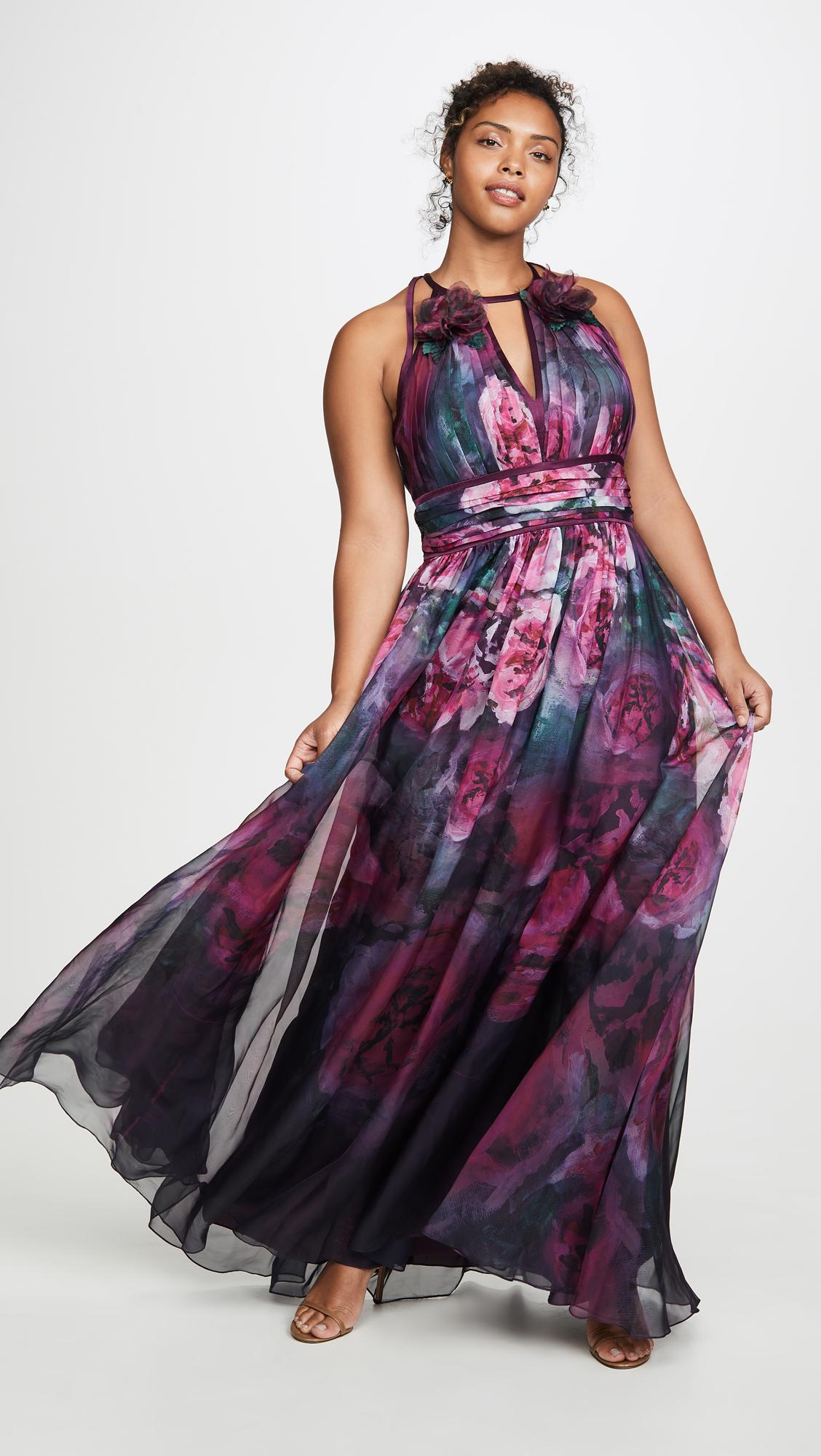 Marchesa notte Sleeveless Chiffon Gown in Purple | Lyst
