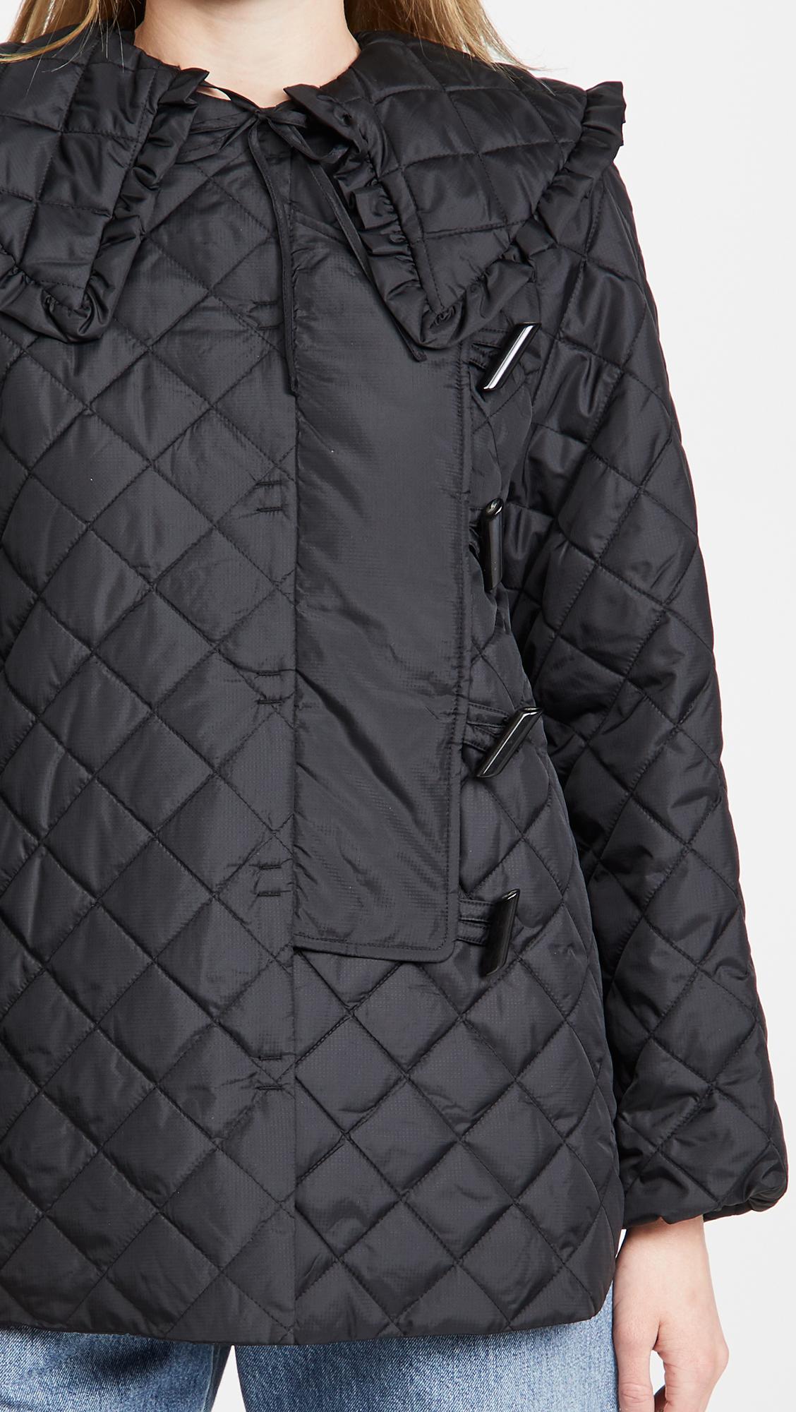 Ganni Recycled Ripstop Quilt Coat in Black | Lyst