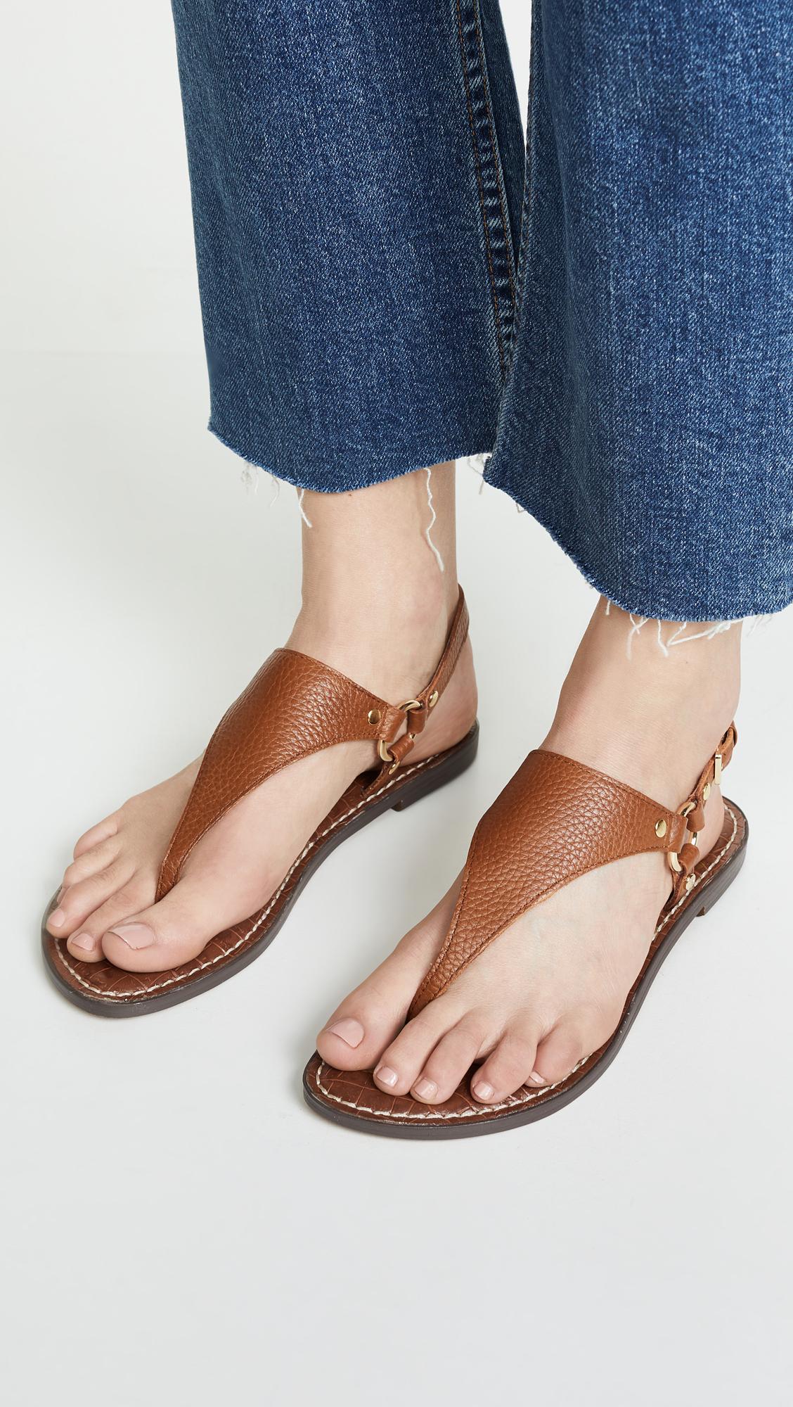 Sam Edelman Leather Greta Thong Sandals in Brown - Lyst