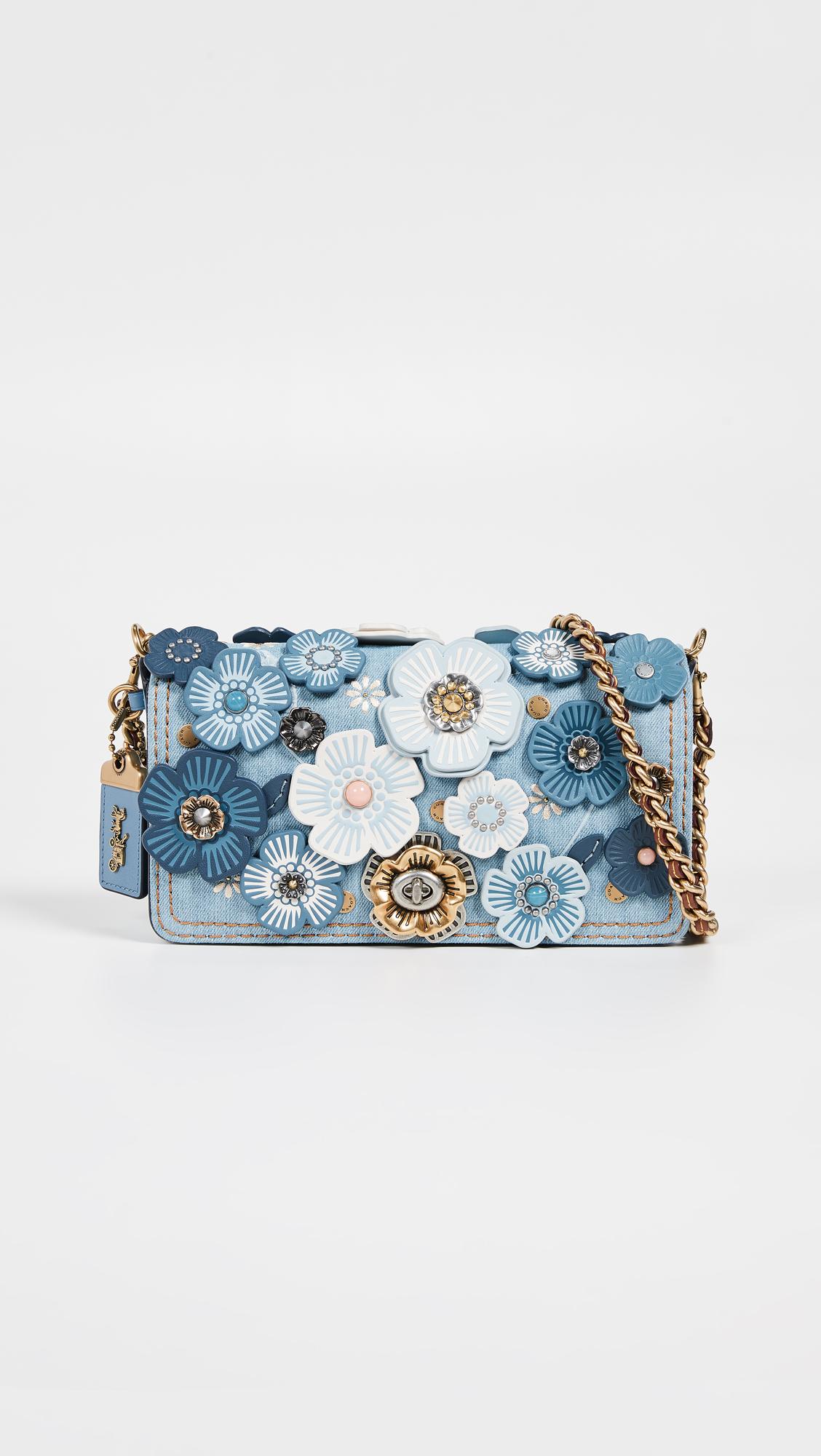 COACH Denim Tea Rose Dinky Bag in Blue | Lyst