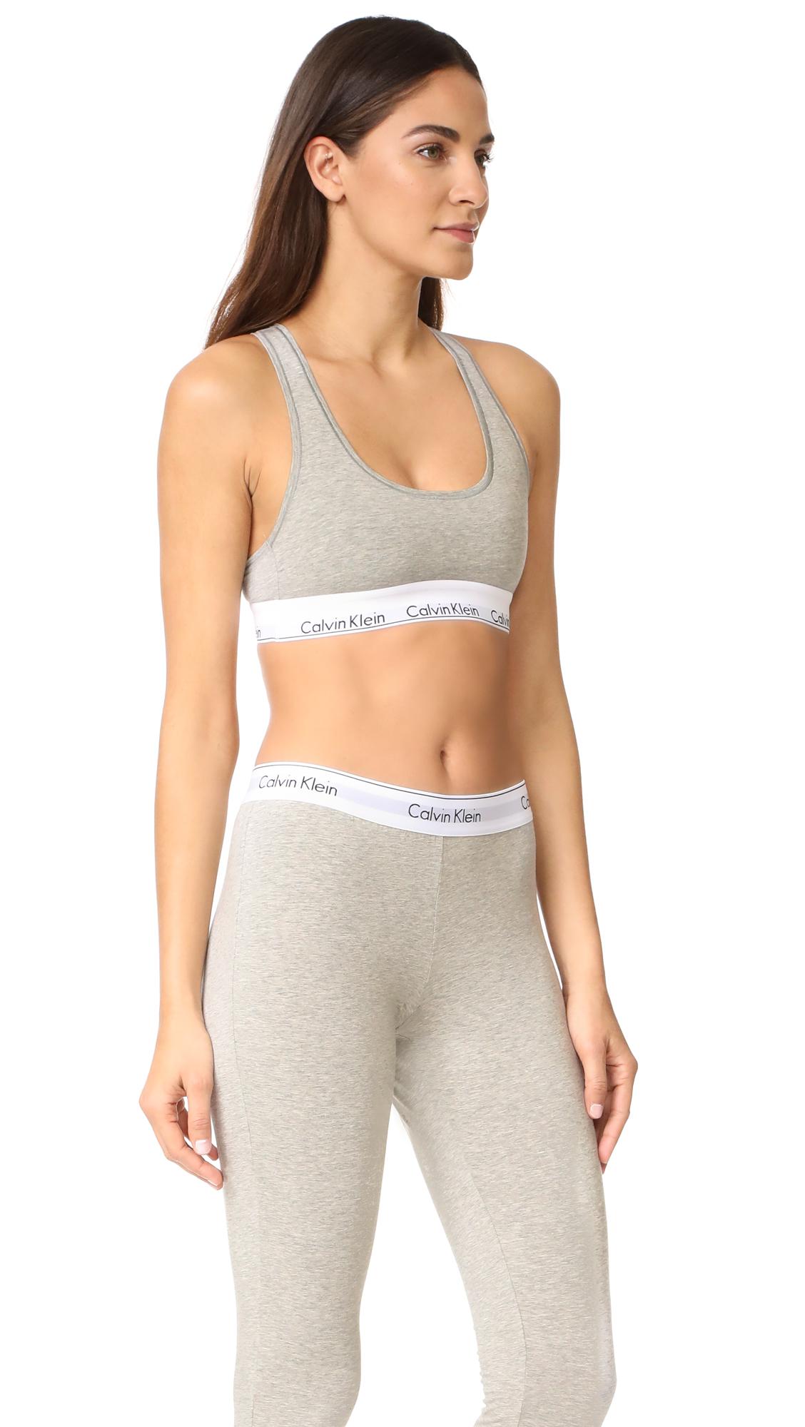 Calvin Klein Modern Cotton Bralette & Leggings Set in Grey Heather (Grey) -  Lyst