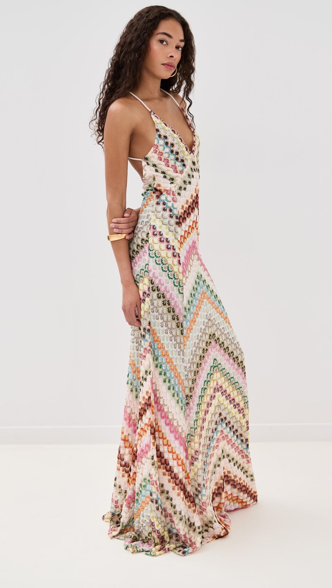 missoni dress long features a deep V Missoni - Lilac Multicolor Single