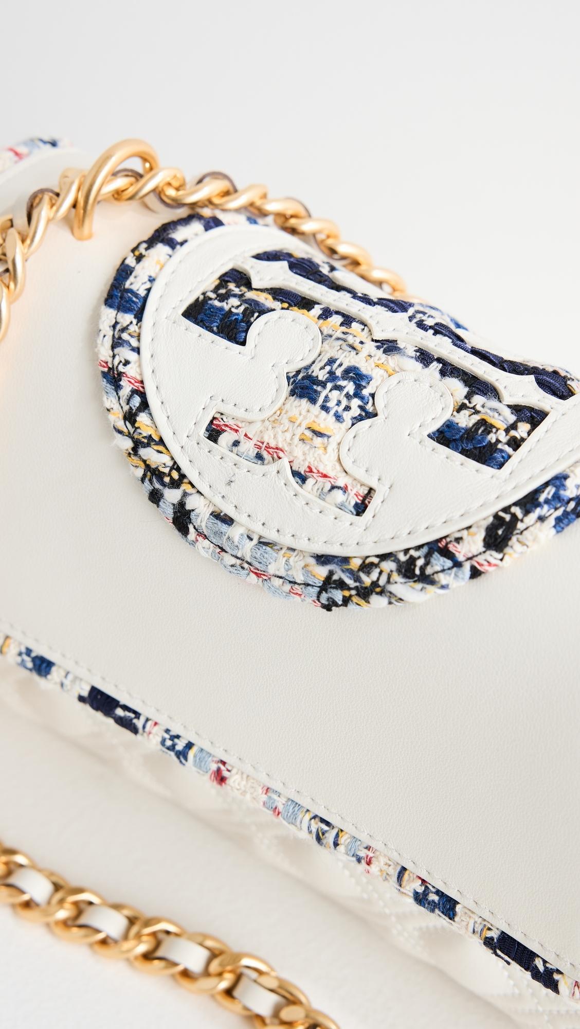 Tory Burch Fleming Tweed Border Small Convertible Bag in White Lyst