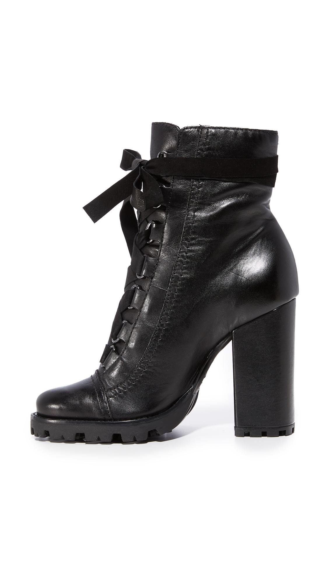 Schutz Leather Lisie Bow Platform Boots in Black Lyst