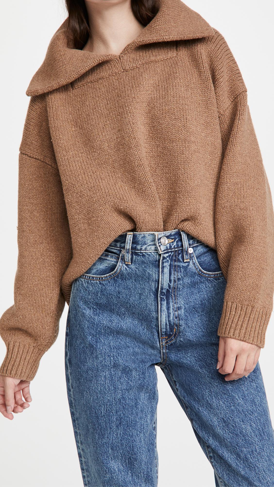 cable knit split back pullover sweater