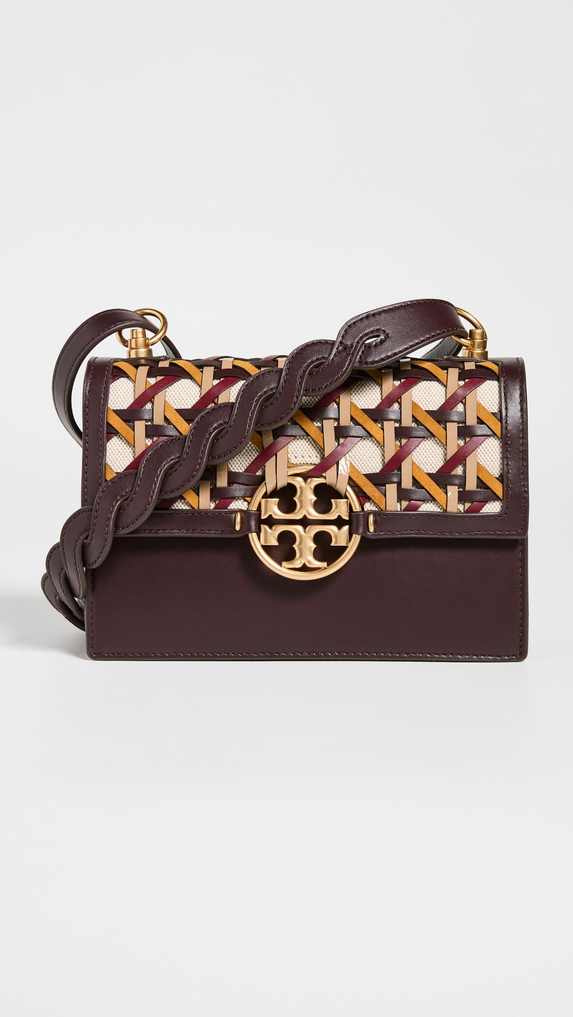 Tory Burch Miller Basketweave Small Flap Shoulder Bag in Brown Lyst