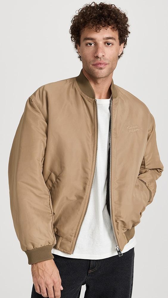 Maison Kitsuné Bomber In Nylon With Logo Handwriting Embroidery in