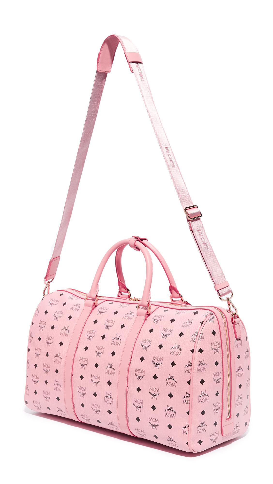 MCM Leather Weekender Bag in Soft Pink (Pink) - Lyst