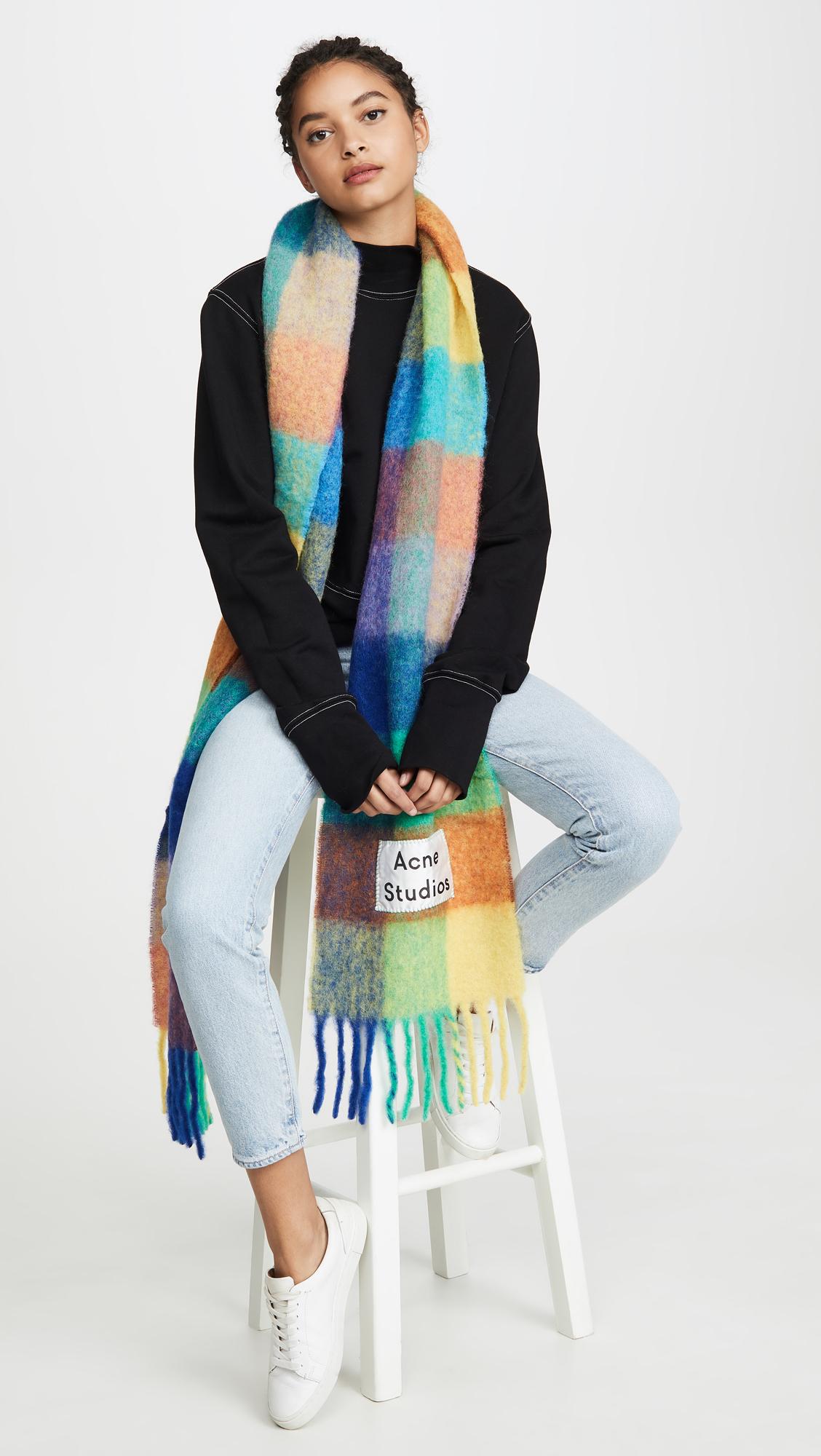 Acne Studios Wool Vally Scarf in Blue/Orange/Green (Blue) Lyst
