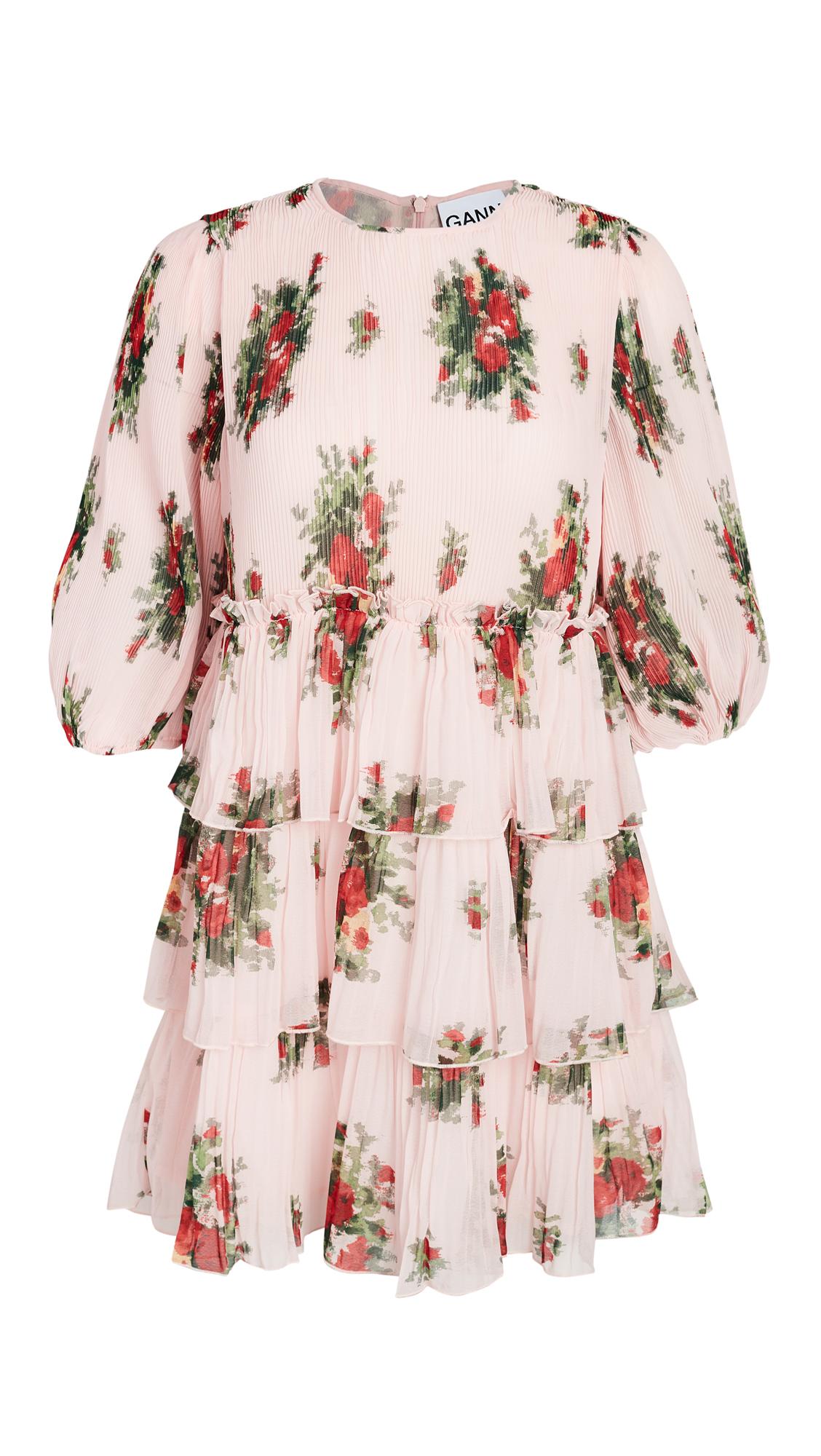 Ganni pleated georgette mini dress deals
