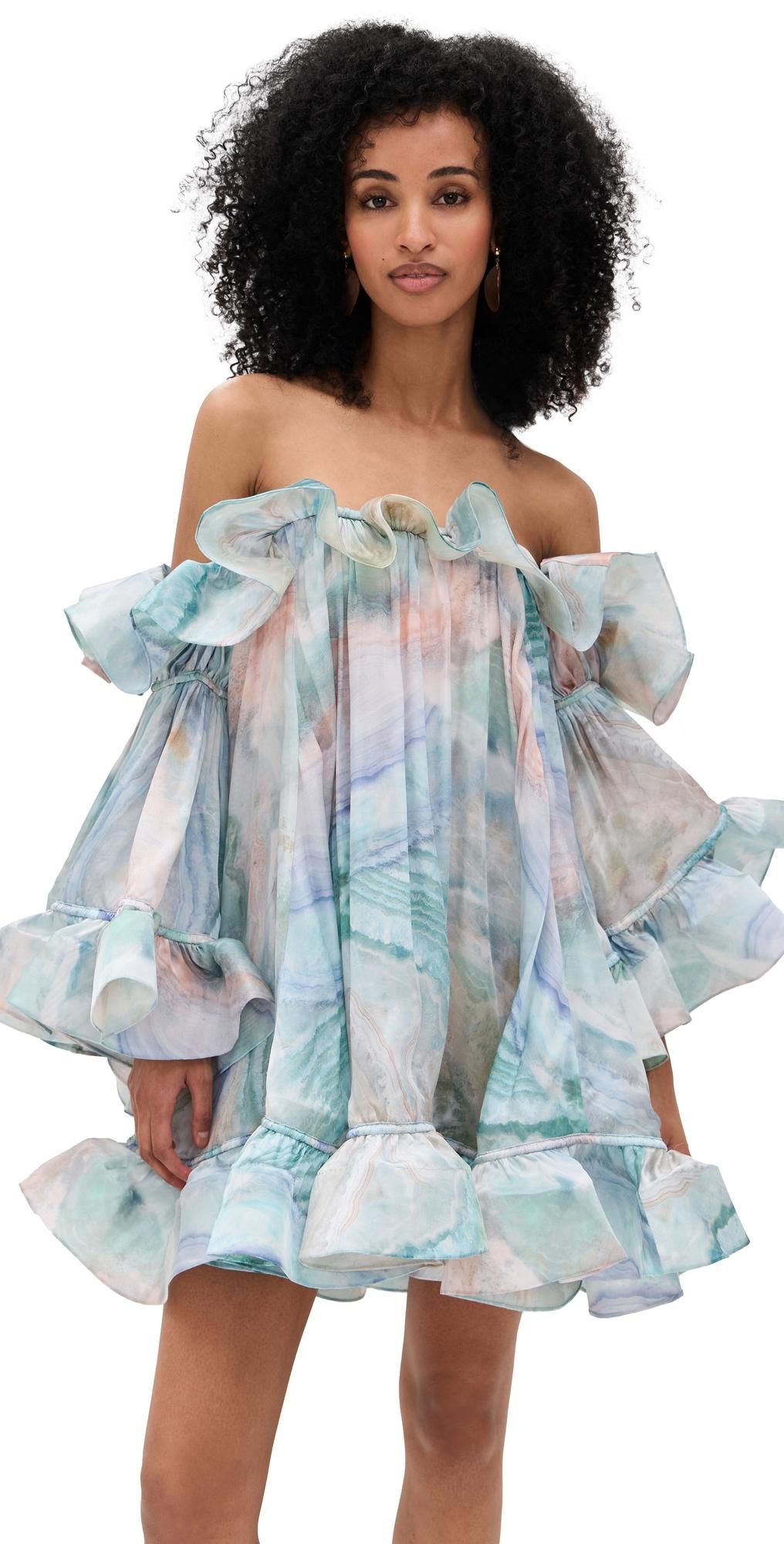 【Zimmermann】ILLUMINATE FLOUNCE MINI DRESS フリル ミニ Illuminate Flounce ruffled silk minidress in multicoloured