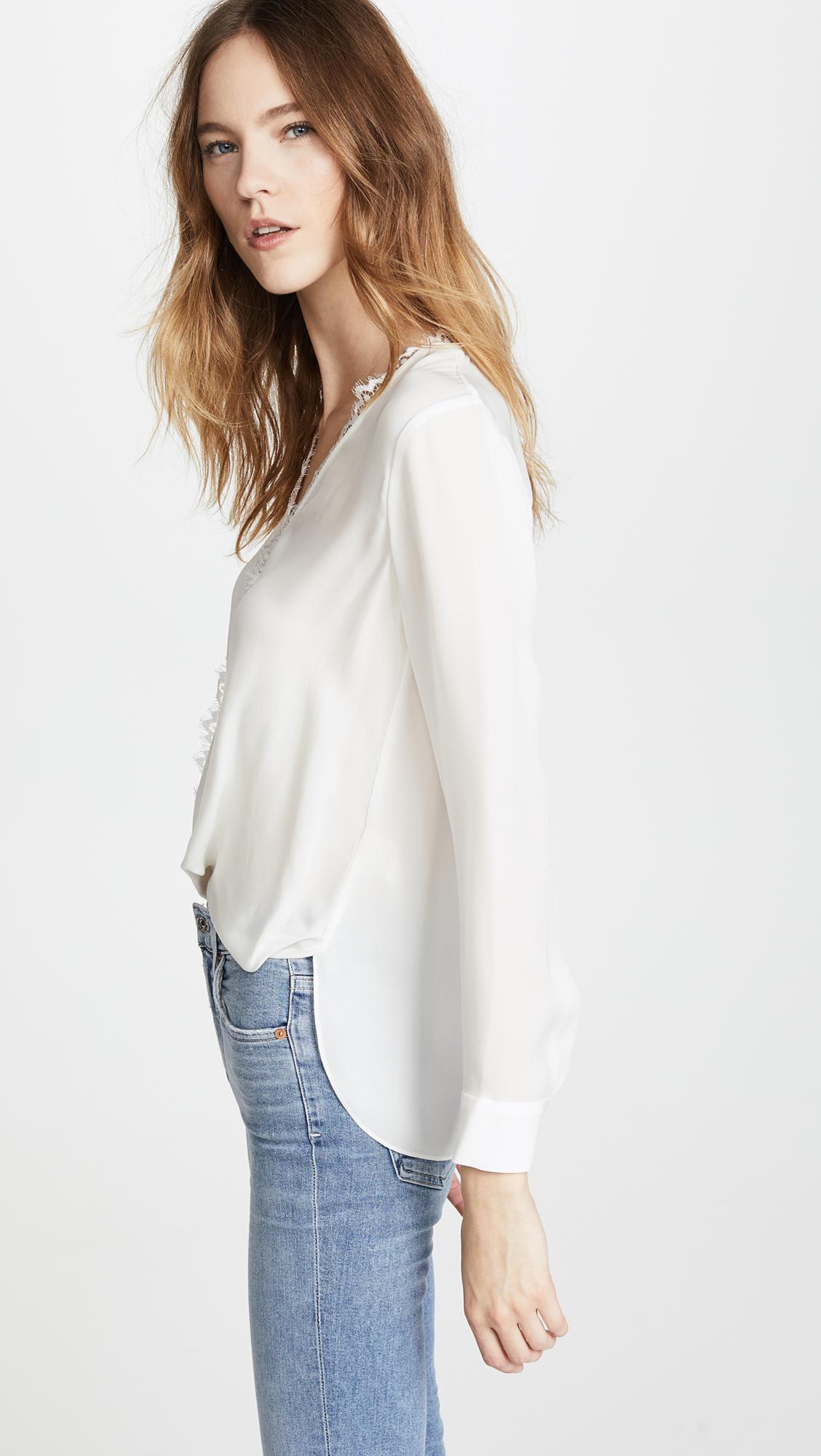 L'Agence Rosario Blouse With Lace in Ivory/Ivory (White) - Lyst