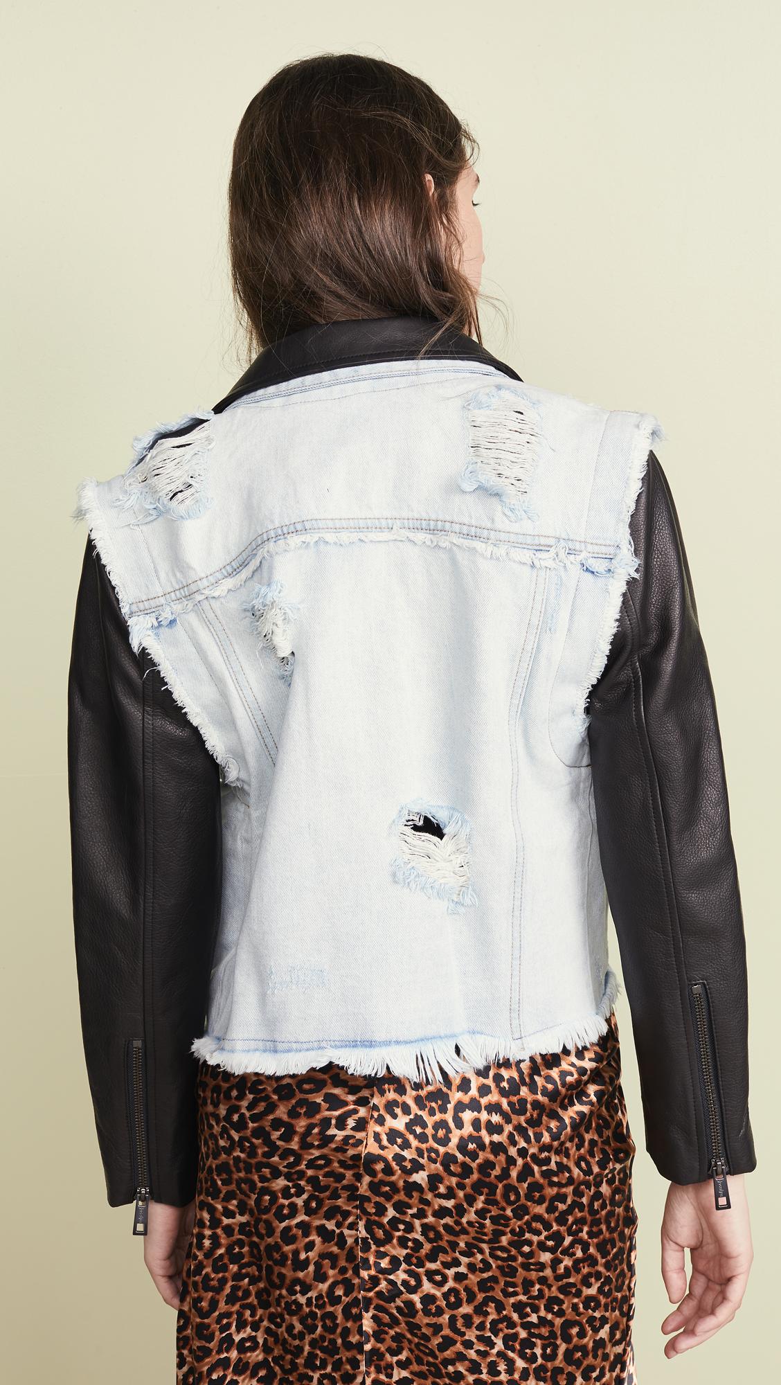 Jocelyn Denim Vest Leather Jacket Lyst Jocelyn Multicolor Denim Vest Leather Jacket Lyst View Fullscreen