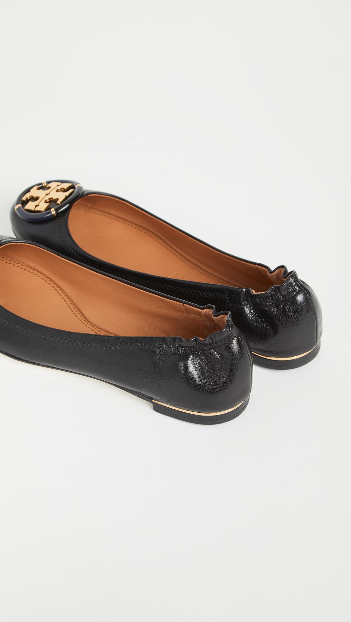 Tory Burch Minnie Ballet With Multi Logo Flats in Black Lyst
