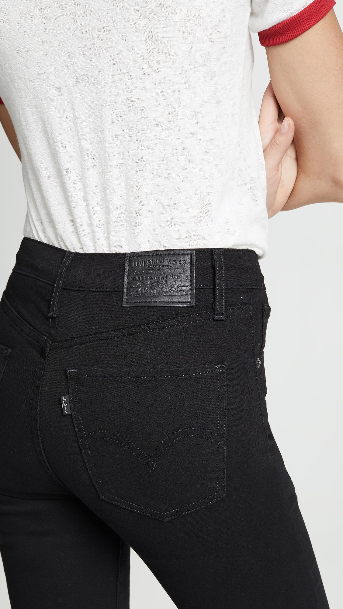 Levi's Mile High Crop Flare Jeans in Black | Lyst