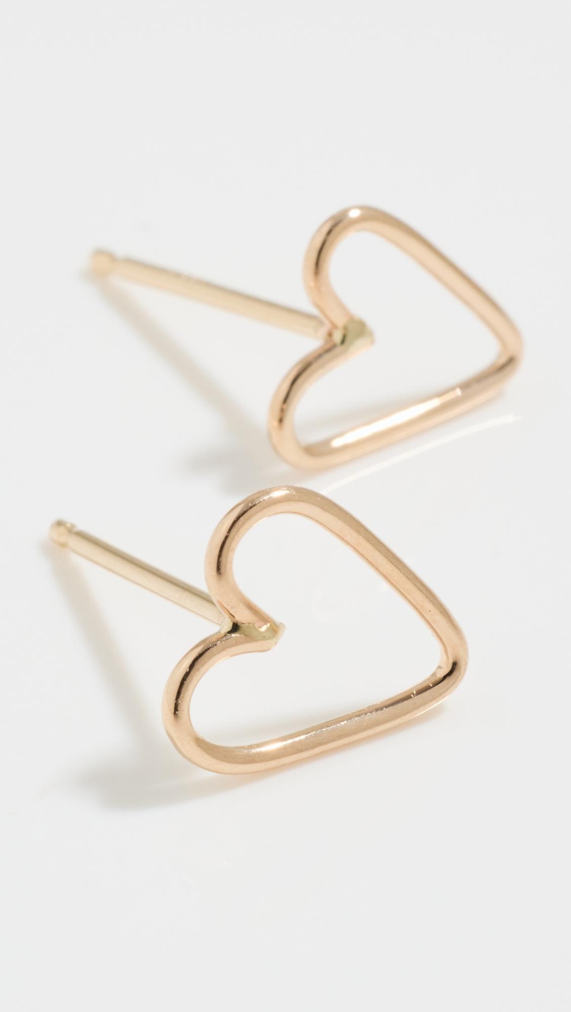 【Zoe Chicco 】14k Gold Tiny Open Heart Studs ピアス Zoe Chicco 14K Tiny Open Heart Studs | Lyst