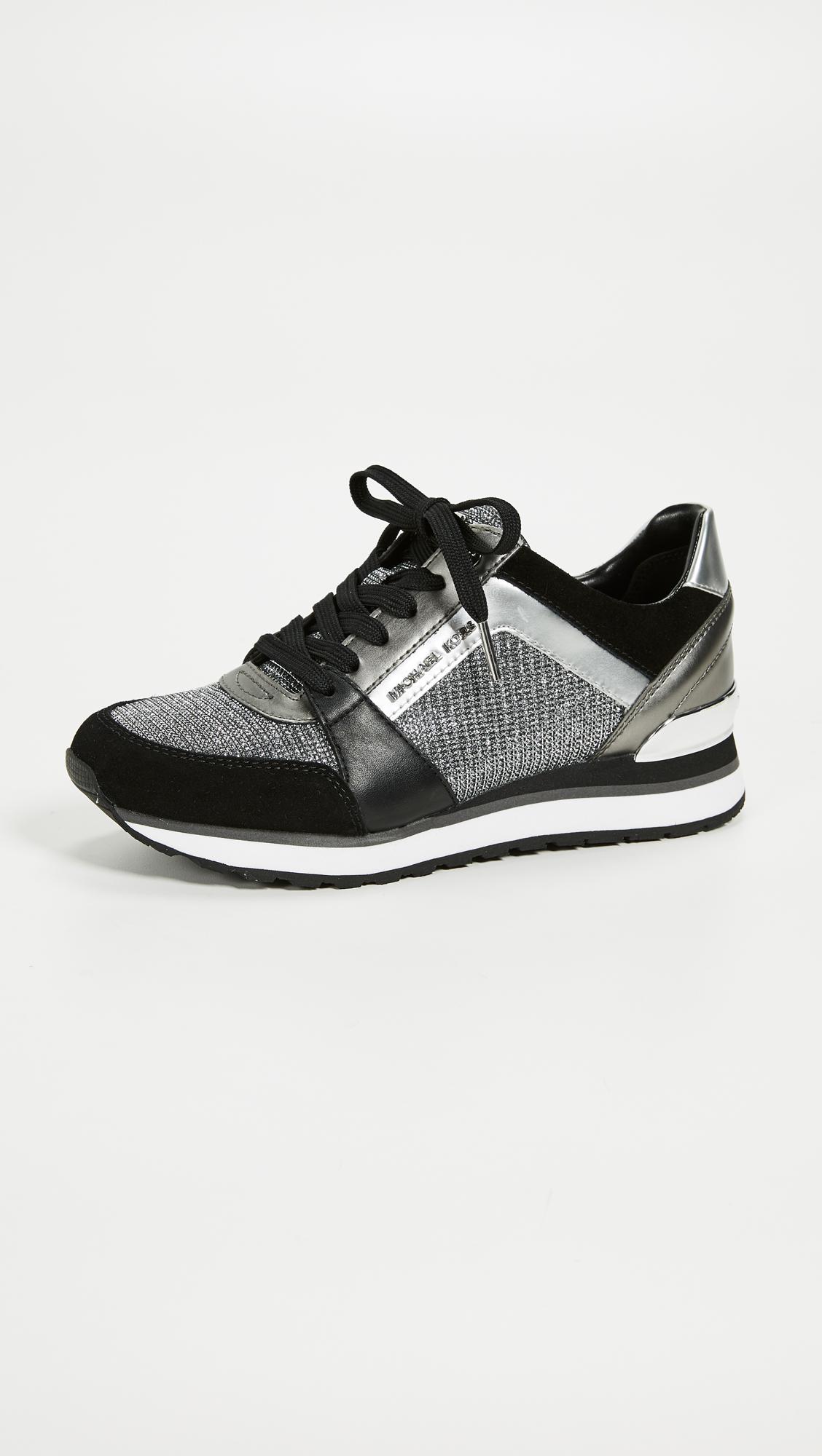 michael kors sneakers black and silver