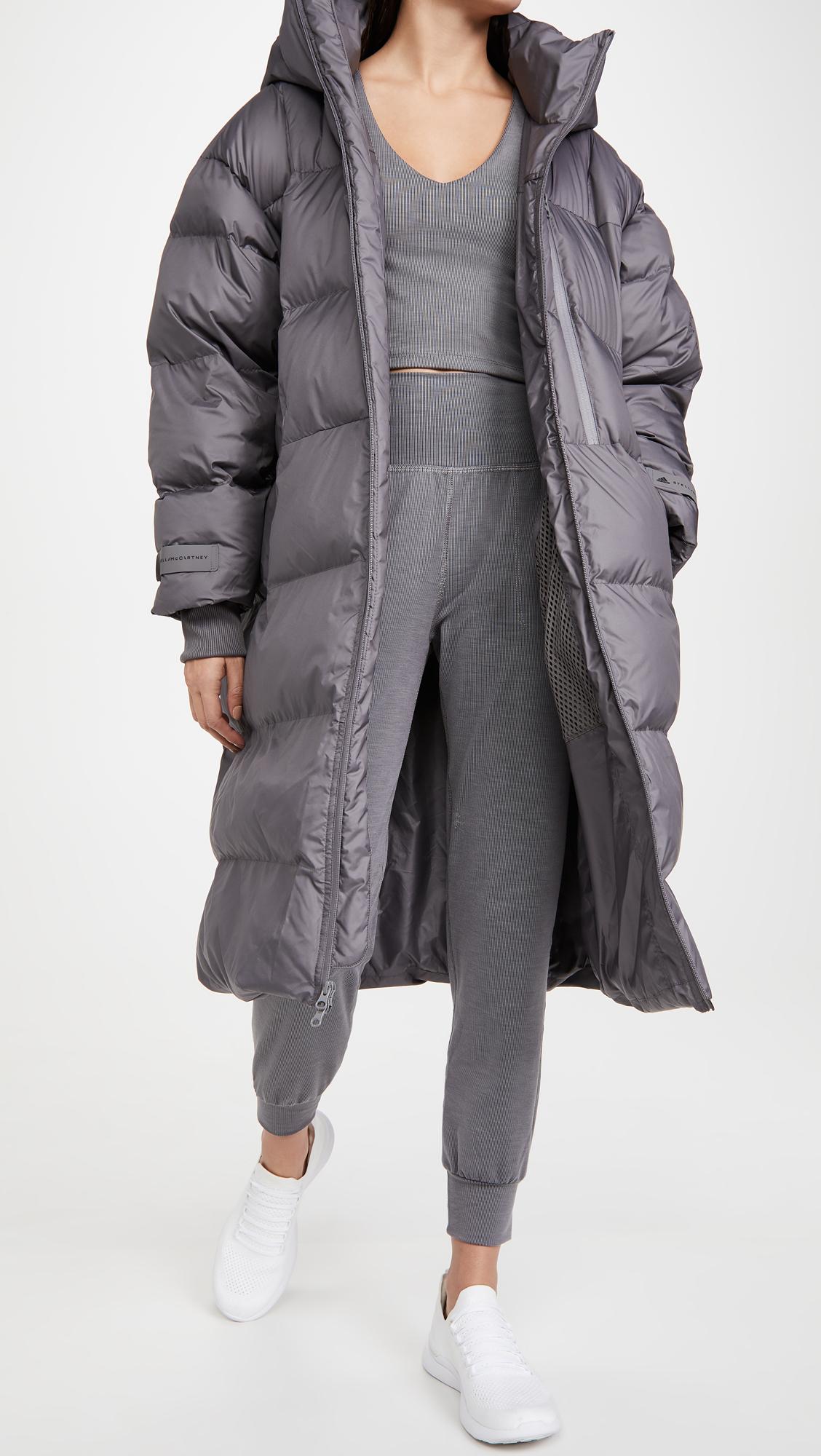 adidas By Stella McCartney Synthetic Long Puffer Jacket in Granite ...