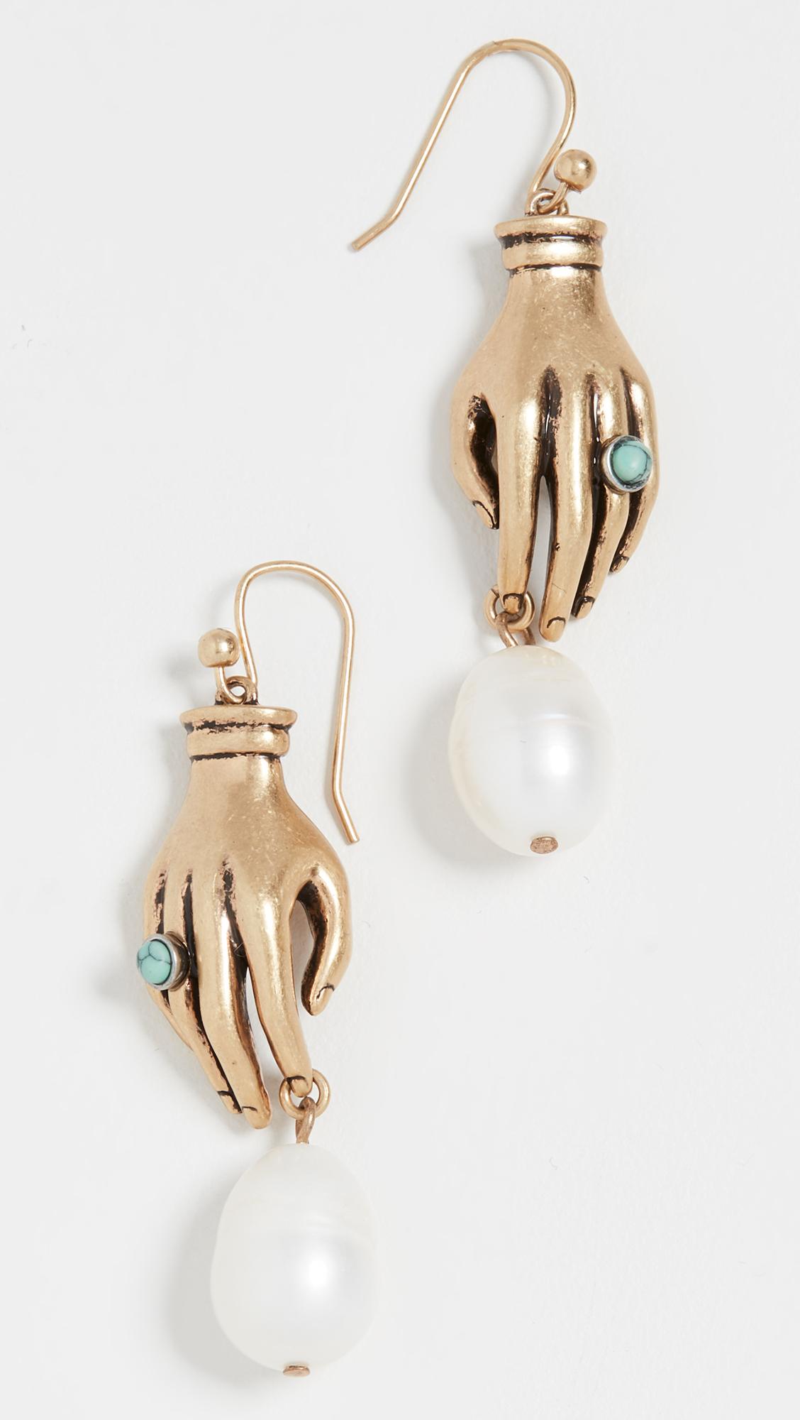 Tory Burch Hand And Pearl Earrings | Lyst